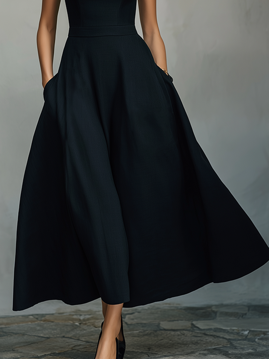 Trendé™ | Lena Baumwollmix-Maxikleid mit Karree-Ausschnitt und Taschen