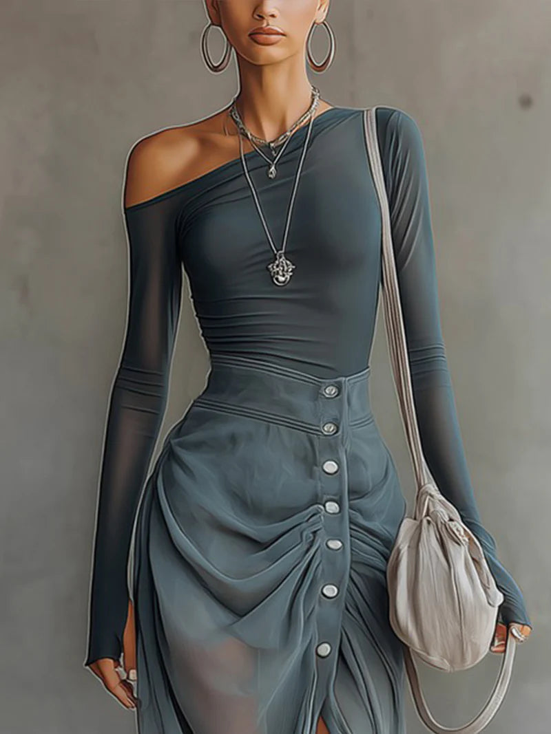 Trendé™ | Saria Asymmetrisches Set mit Ausschnittdetails