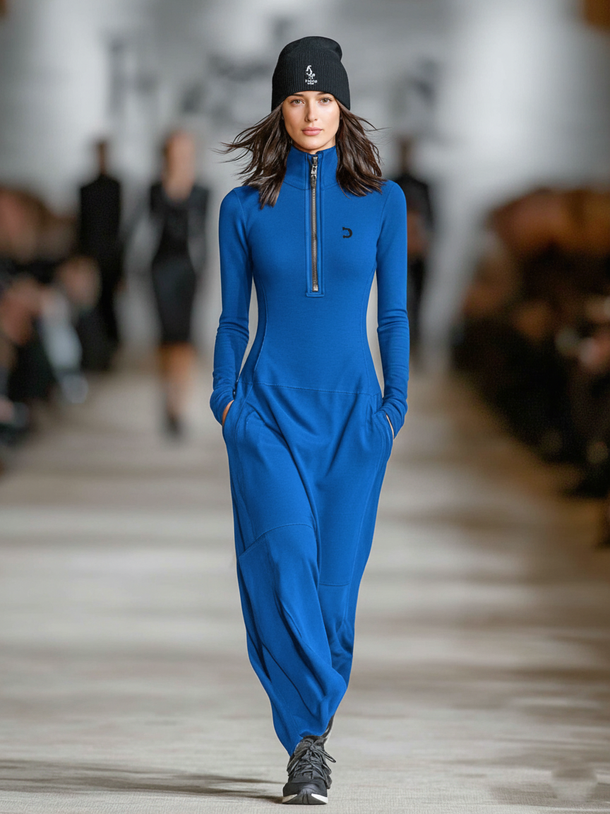 Trendé™ | Aurelia Baumwollmix-Maxikleid mit Reissverschluss und lockerer Passform