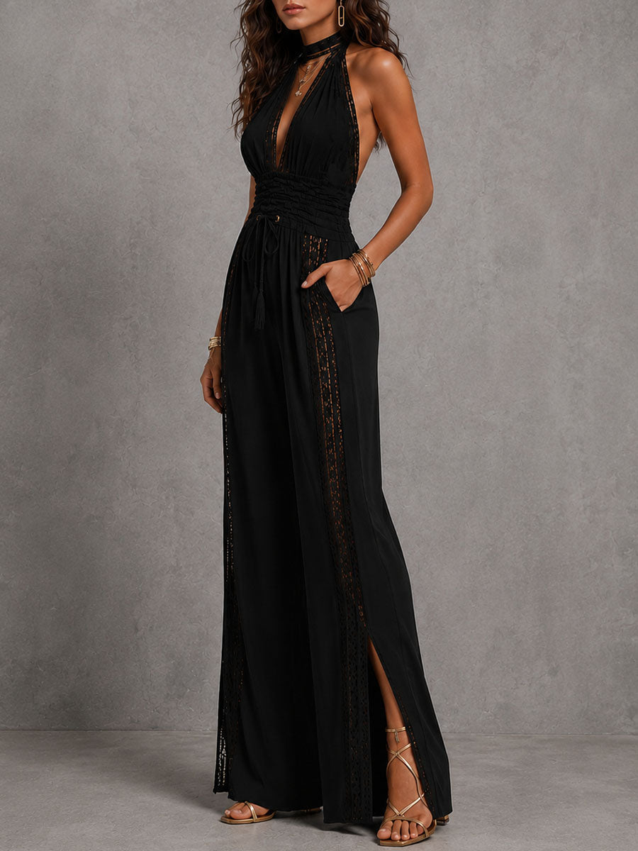 Trendé™ | Serena Boho-Jumpsuit mit Spitze und weitem Bein