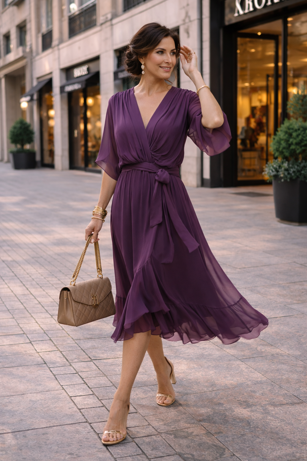 Trendé™ | Laura Chiffon-Sommerkleid mit V-Ausschnitt