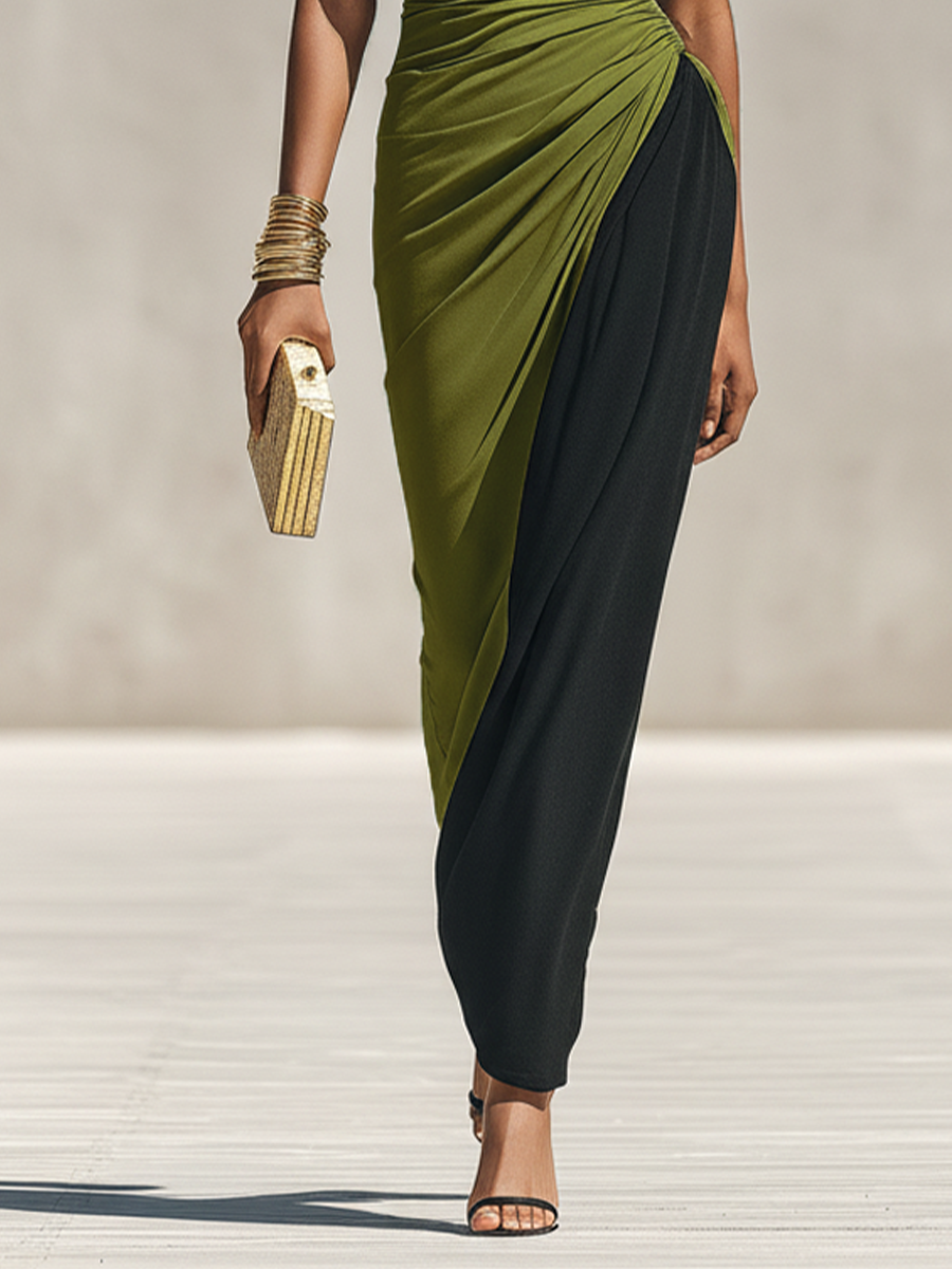 Trendé™ | Caterina Jersey-Bodycon-Kleid mit hohem Kragen und Colorblock-Design