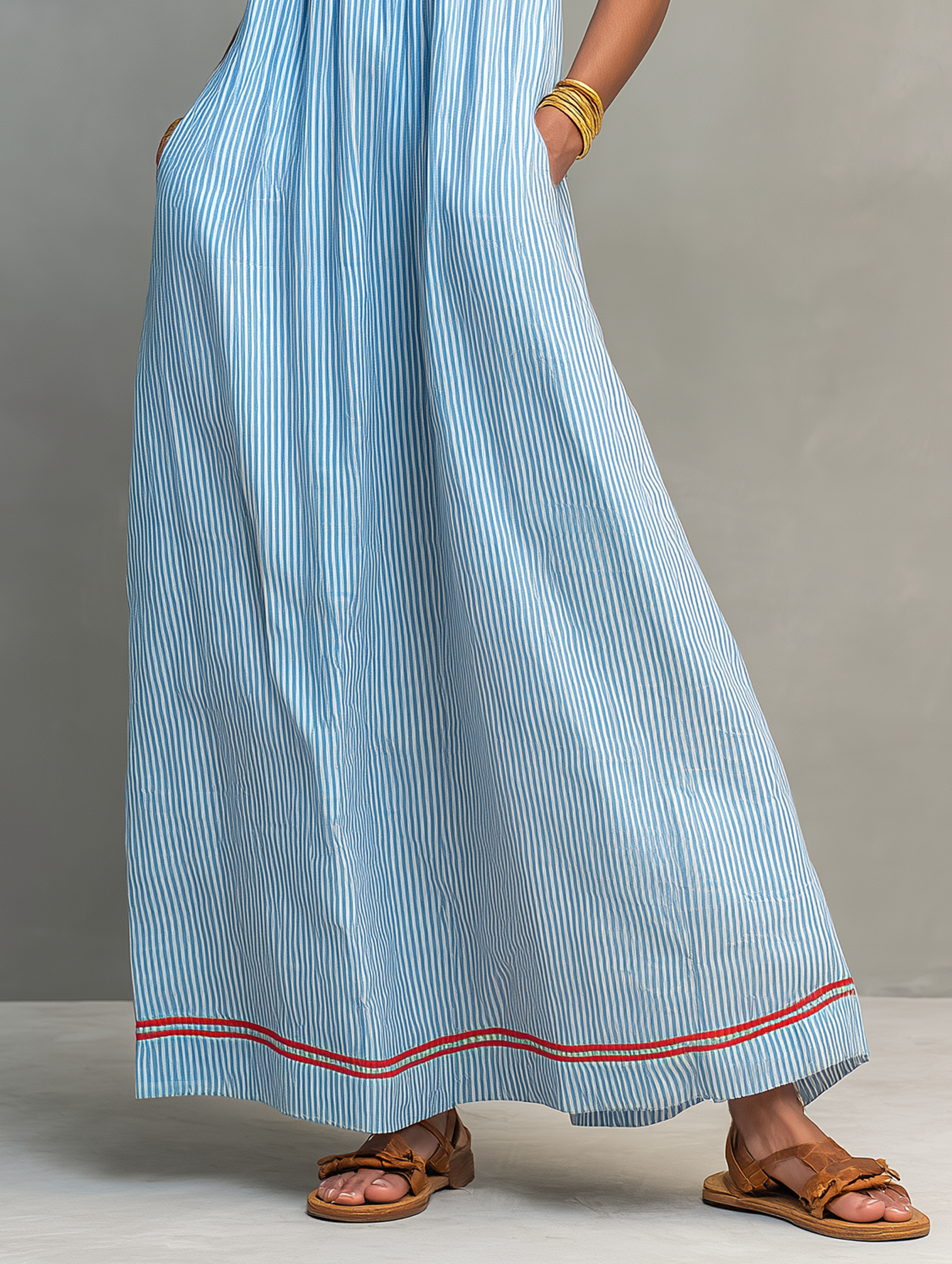 Trendé™ | Alina Maxikleid mit Spaghettiträgern und Streifenmuster