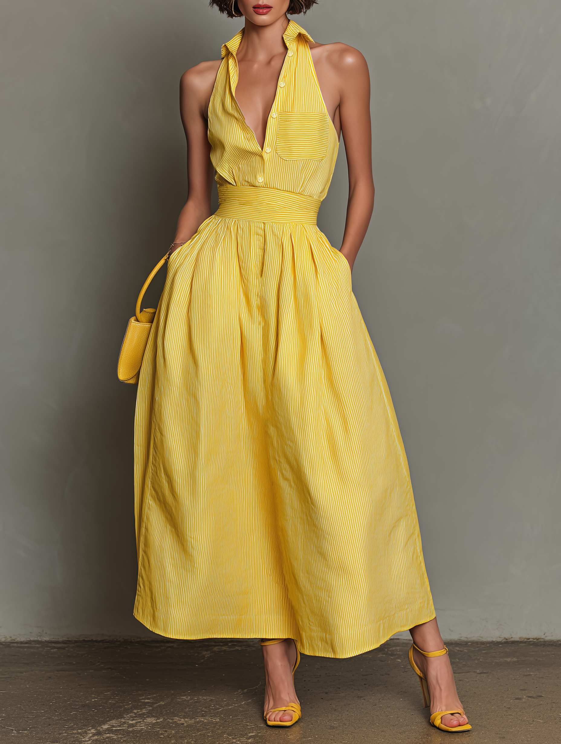 Trendé™ | Lea Maxikleid mit ärmellosem Schnitt und Streifenmuster