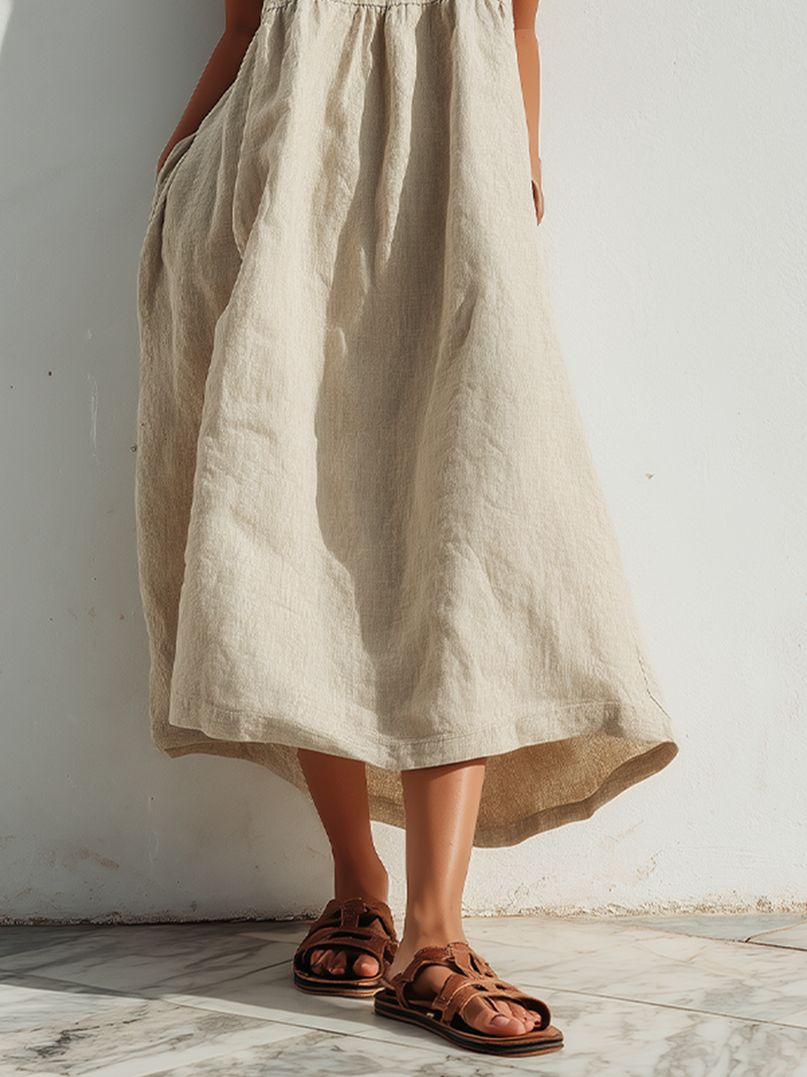 Trendé™ | Dajana Leinenmix-Kleid mit asymmetrischem Schnitt und lockerer Passform