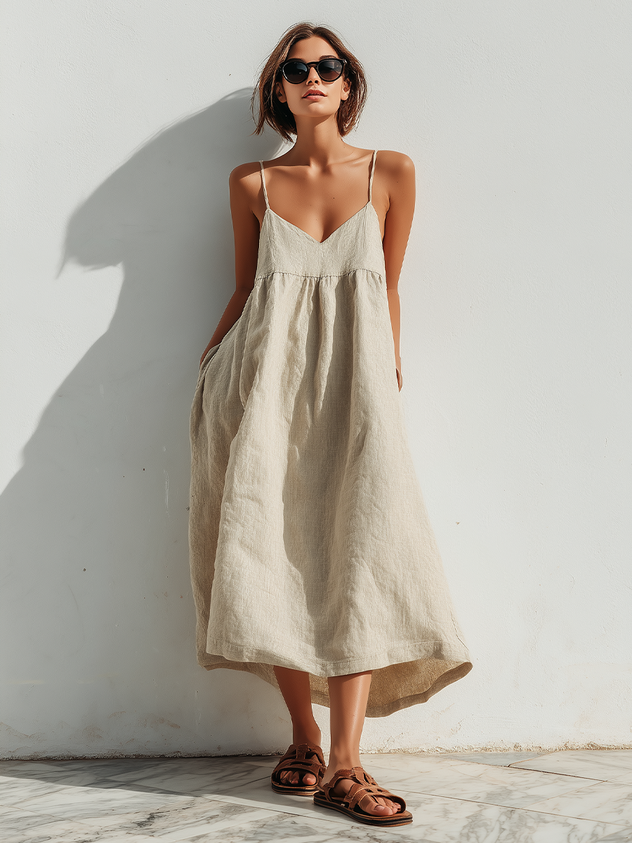 Trendé™ | Dajana Leinenmix-Kleid mit asymmetrischem Schnitt und lockerer Passform