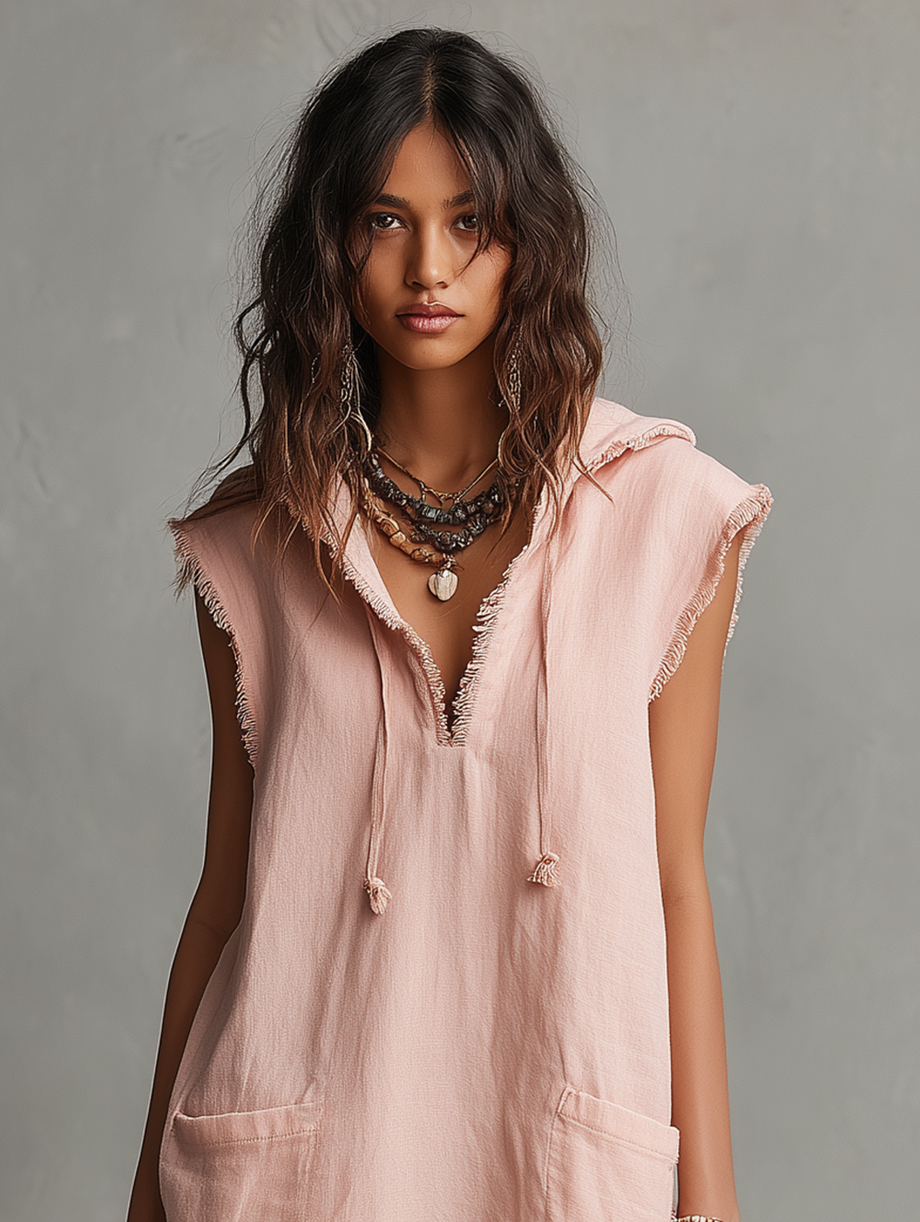 Trendé™ | Freya Leinenmix-Minikleid mit ärmellosem Schnitt und minimalistischem Stil