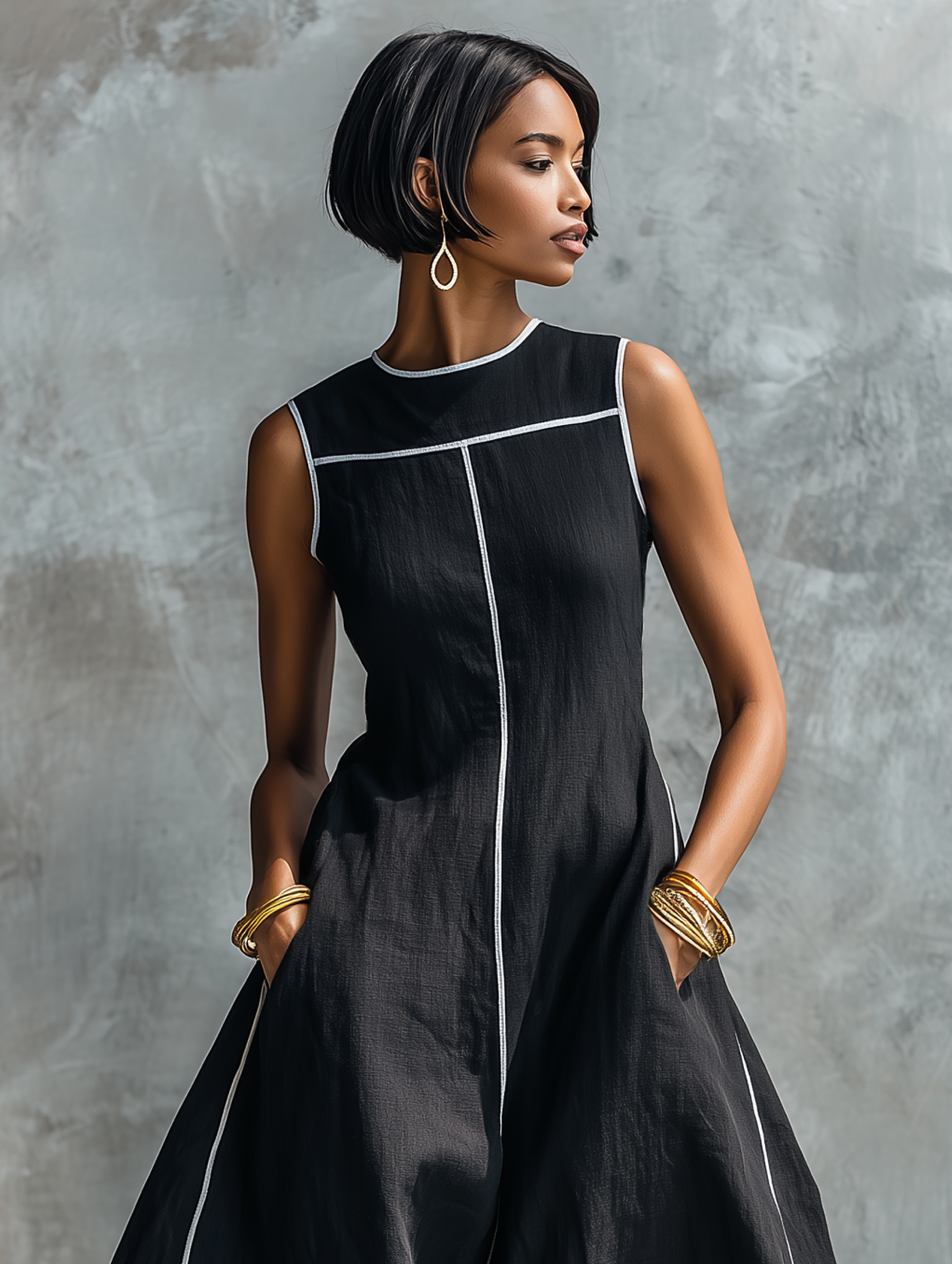 Trendé™ | Samanta Leinenmix-Maxikleid mit Rundhalsausschnitt und ärmellosem Schnitt