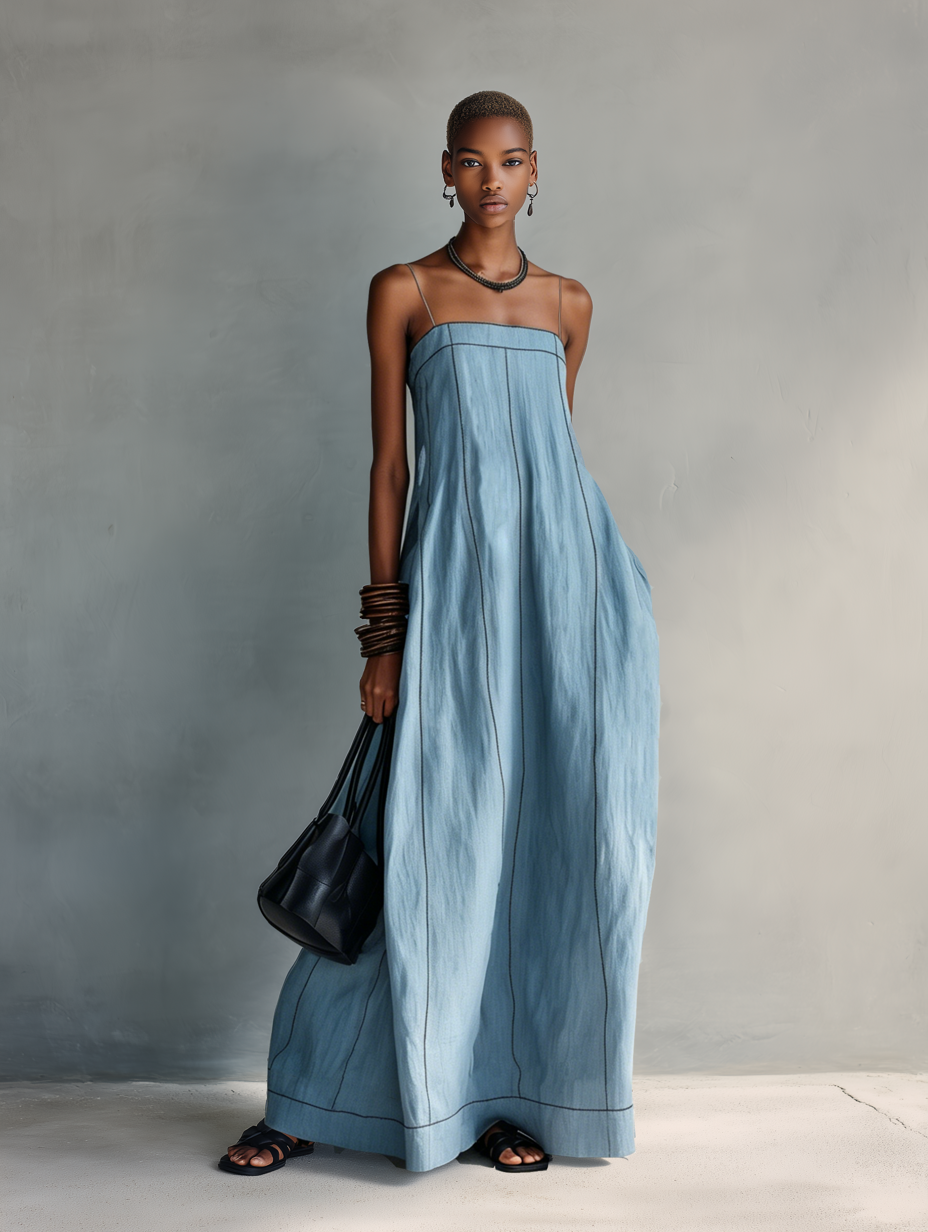Trendé™ | Ida Baumwoll-Leinen-Maxikleid mit ärmellosem Schnitt