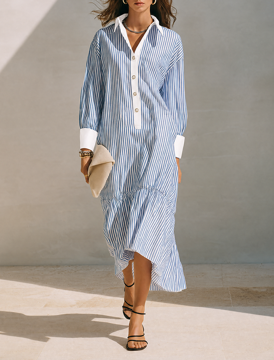 Trendé™ | Miranda Hemdkleid mit Streifenmuster und Kontrastdetails