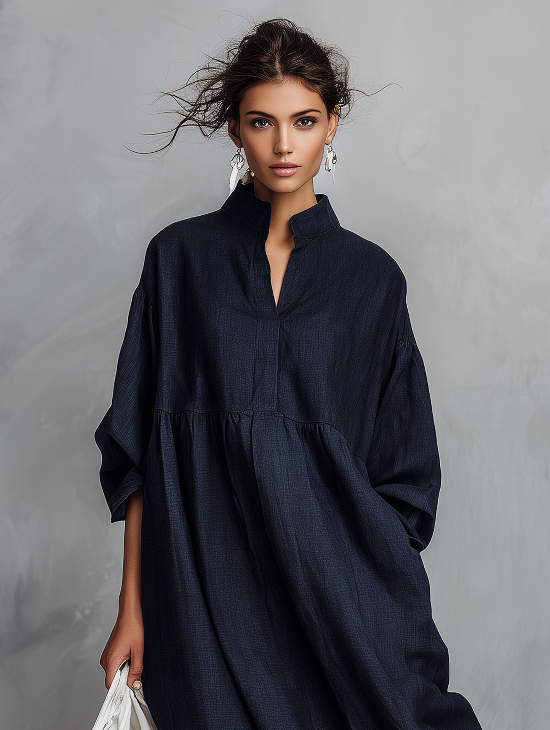 Trendé™ | Zarina Leinenmix-Maxikleid mit Streifenmuster und minimalistischem Stil