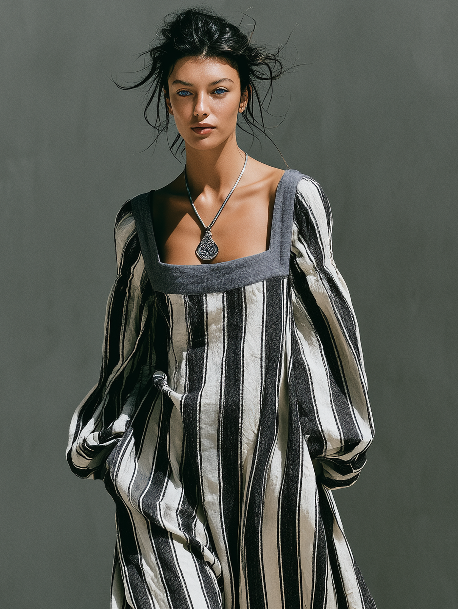 Trendé™ | Ylva Maxikleid mit Streifenmuster und Print