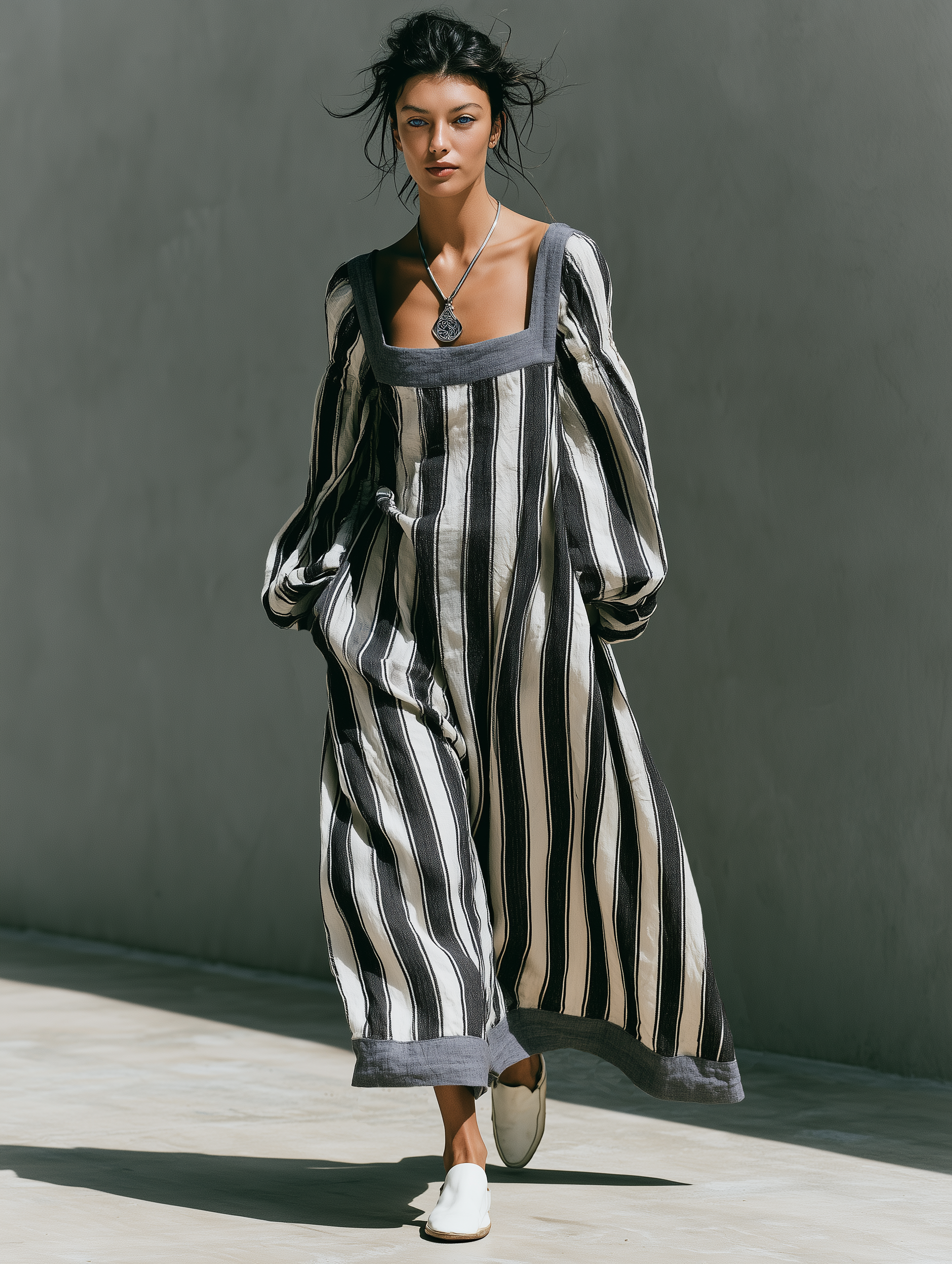 Trendé™ | Ylva Maxikleid mit Streifenmuster und Print