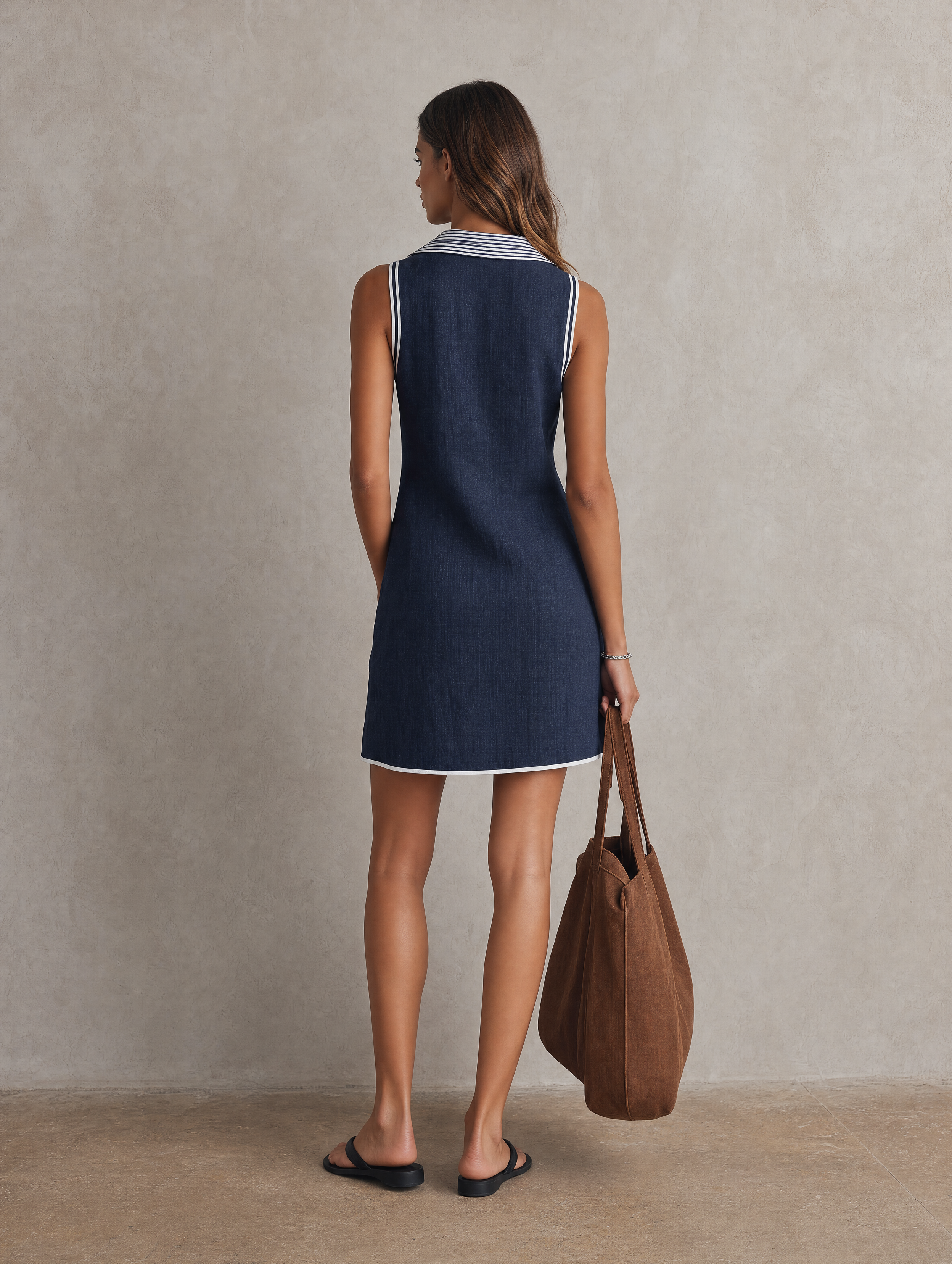 Trendé™ | Jasmin Baumwoll-Leinen-Minikleid mit ärmellosem Schnitt
