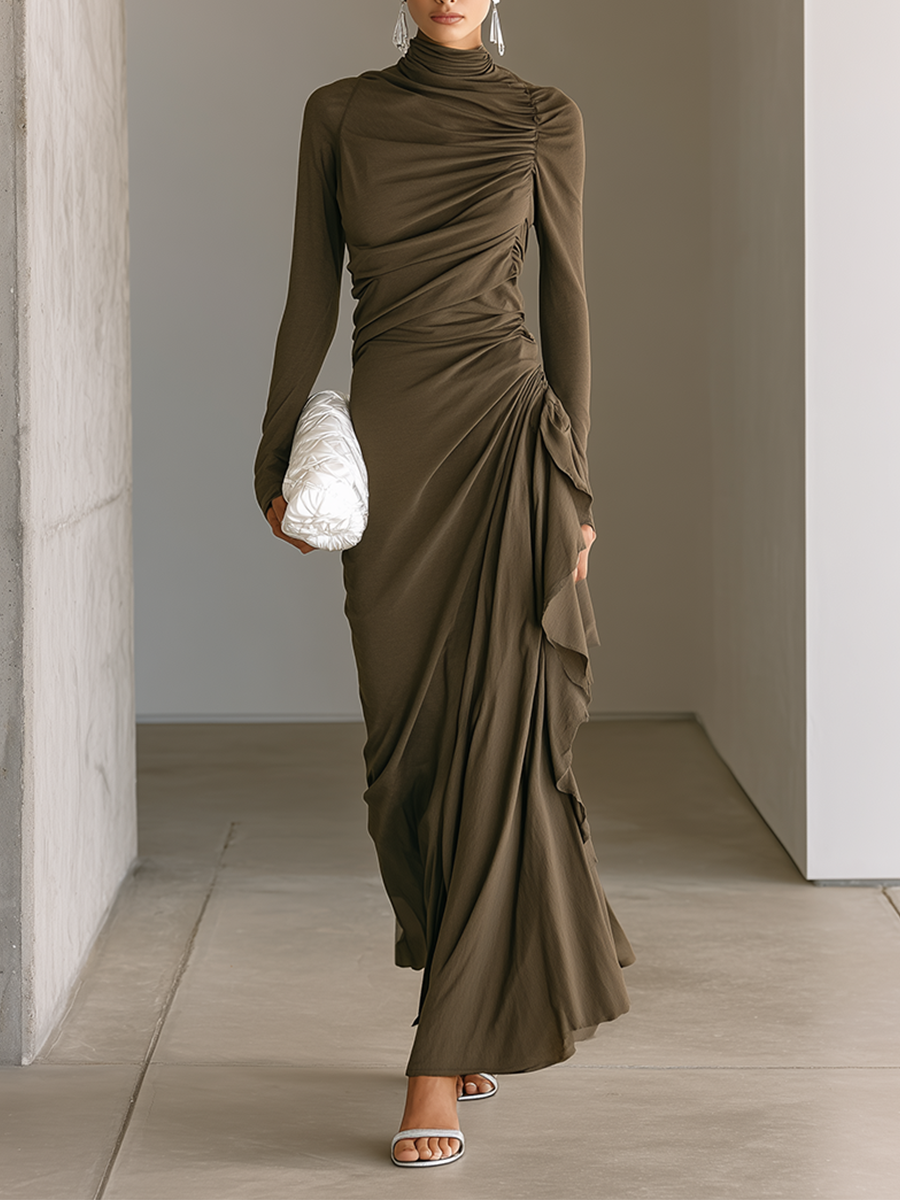 Trendé™ | Xenia Jersey-Bodycon-Kleid mit Rollkragen und langen Ärmeln