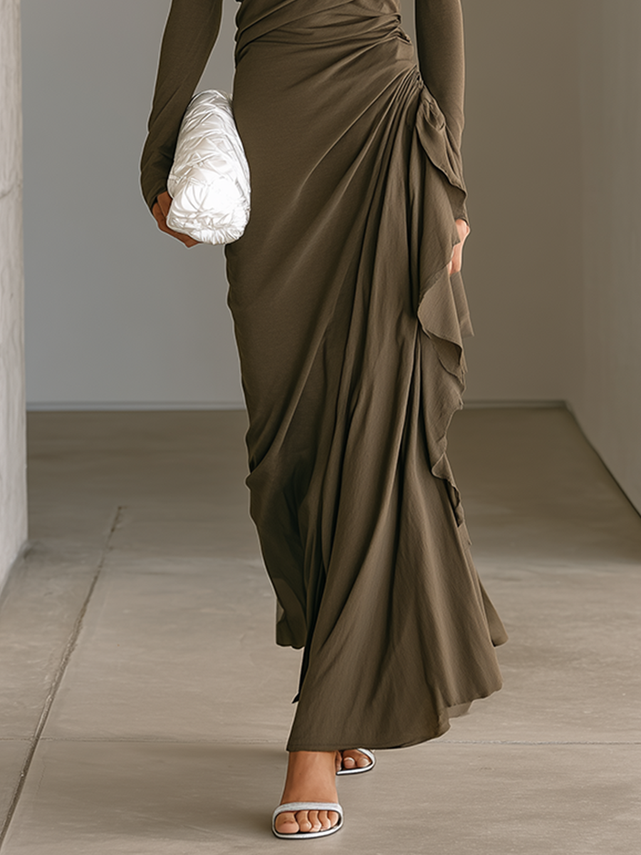 Trendé™ | Xenia Jersey-Bodycon-Kleid mit Rollkragen und langen Ärmeln