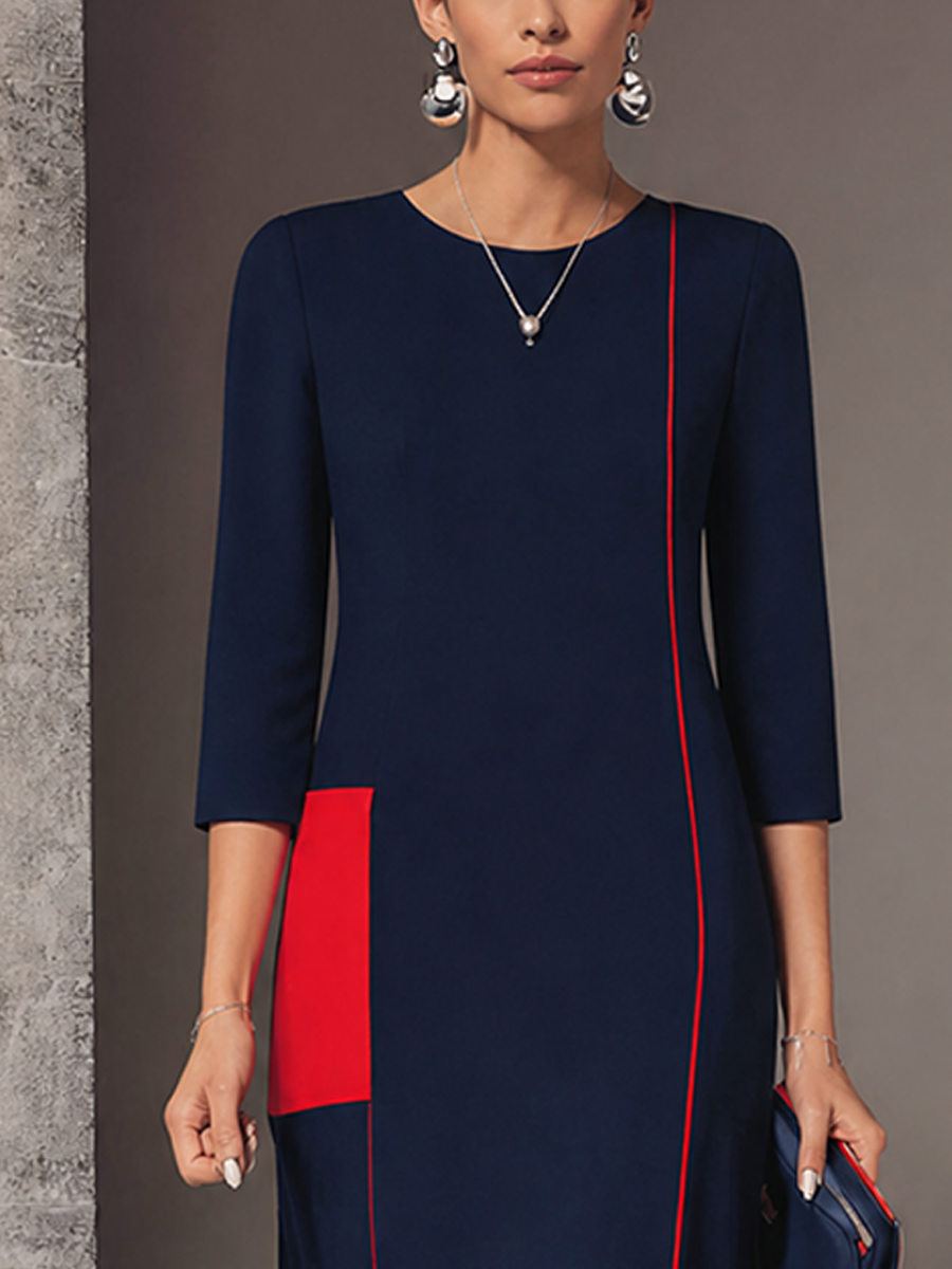 Trendé™ | Esmira Baumwollmix-Maxikleid mit Taschen und Kontrastdetails