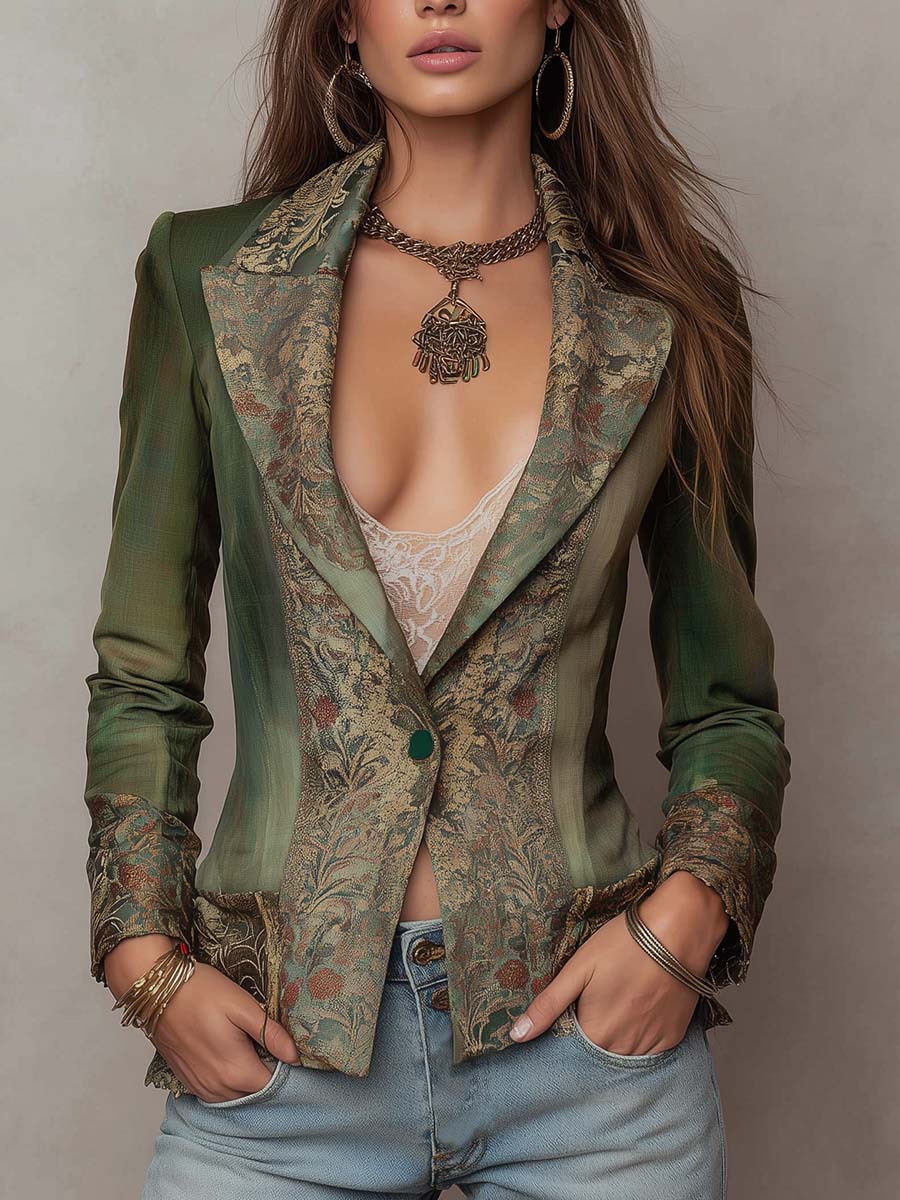 Trendé™ | Klara Blumen-Blazer mit Kontrastdetails