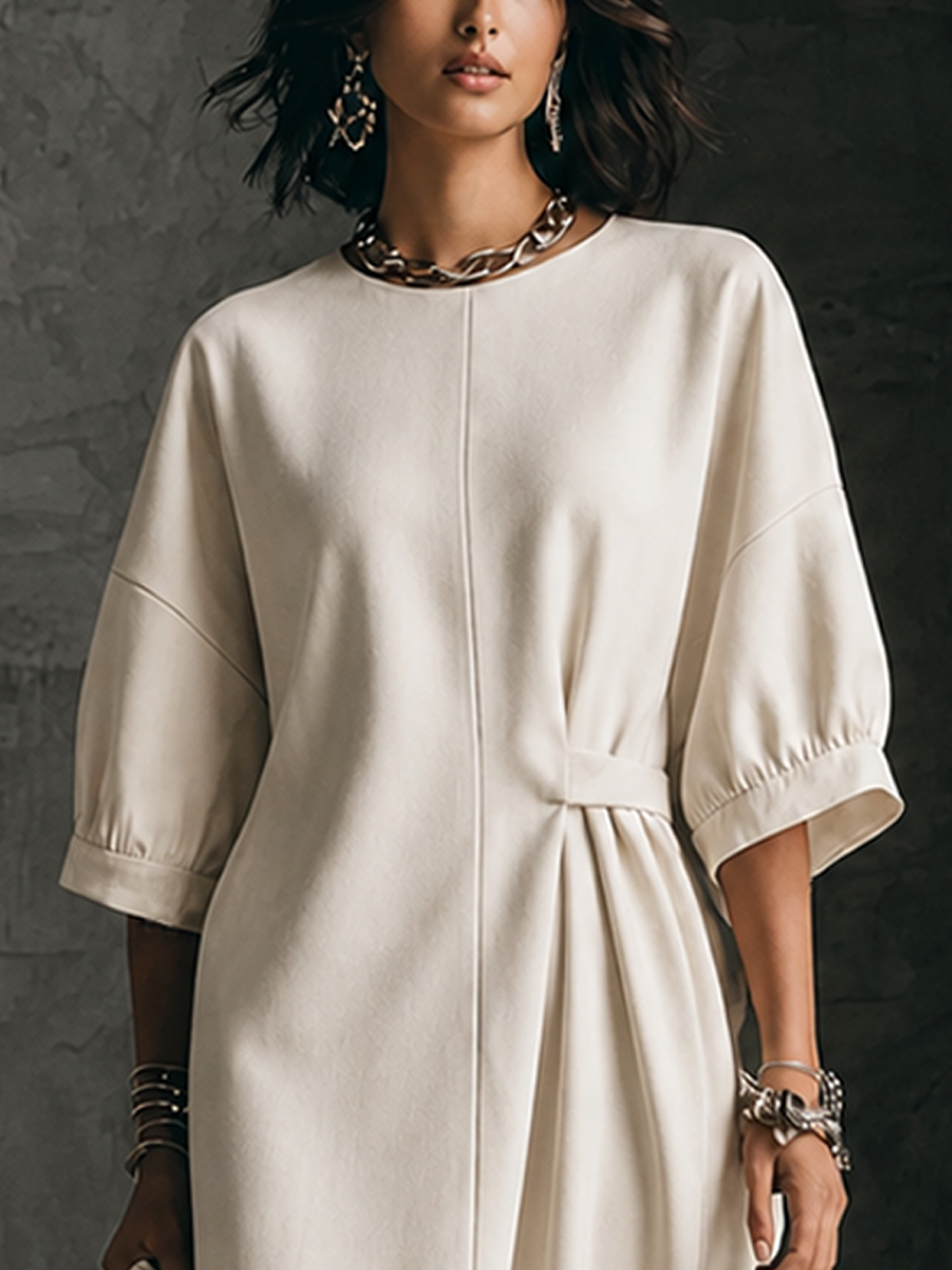 Trendé™ | Wanda Baumwollmix-Midikleid mit Puffärmeln und betonter Taille