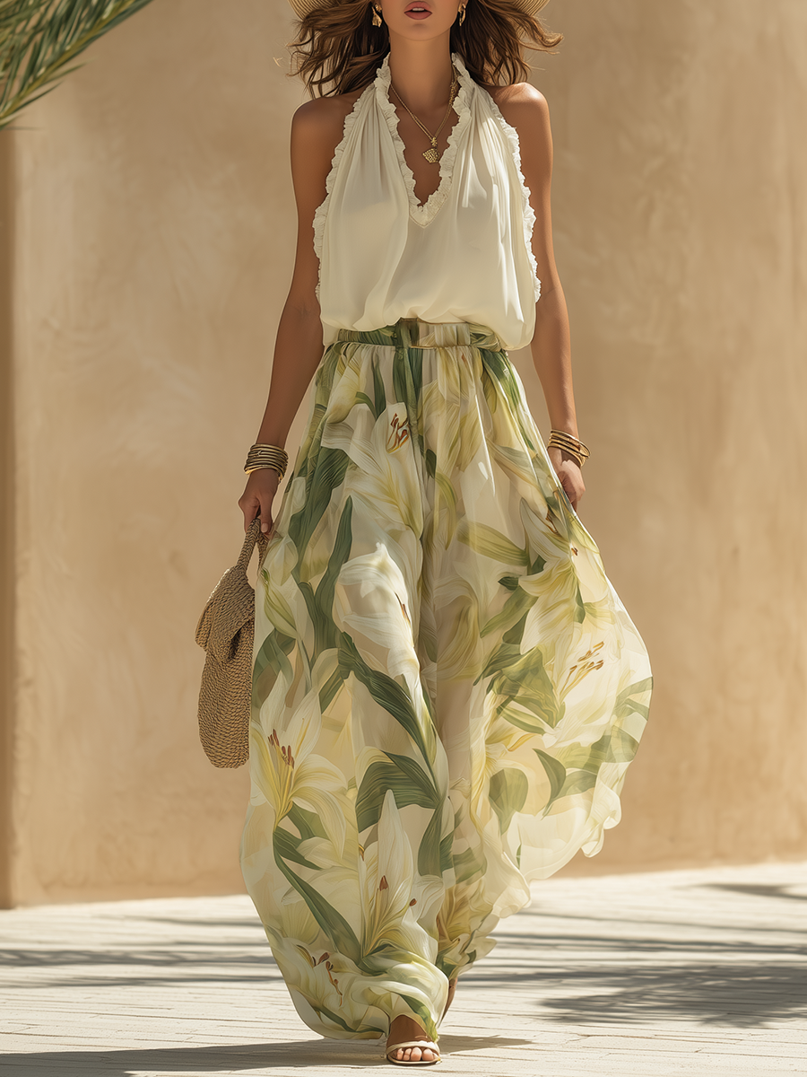 Trendé™ | Lysandra Elegantes Set mit Liliendruck