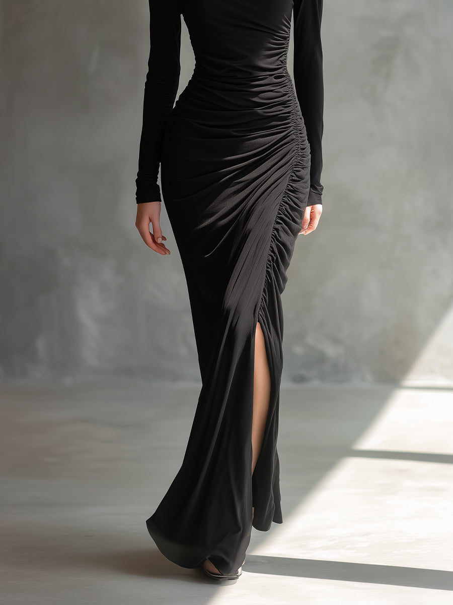 Trendé™ | Elodie Jersey-Maxikleid mit Schlitz und Raffungen