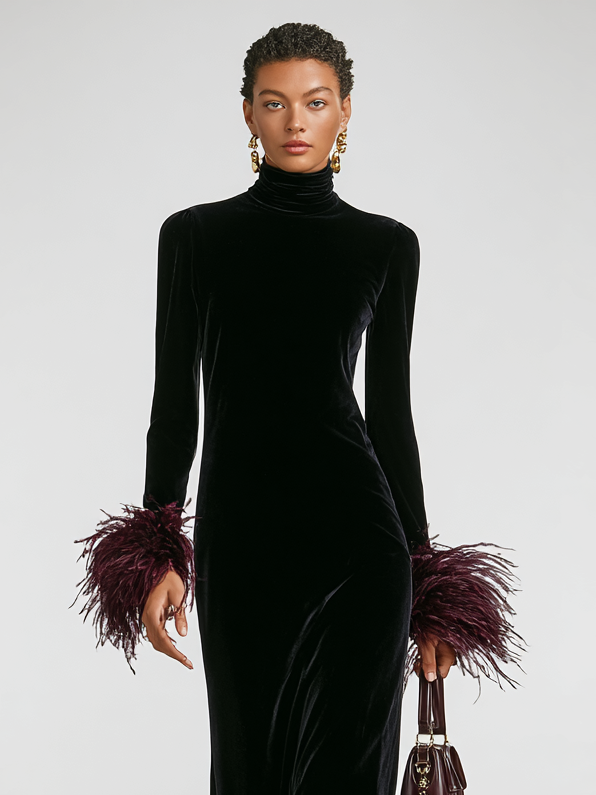 Trendé™ | Mia Velours-Maxikleid mit minimalistischem Stil