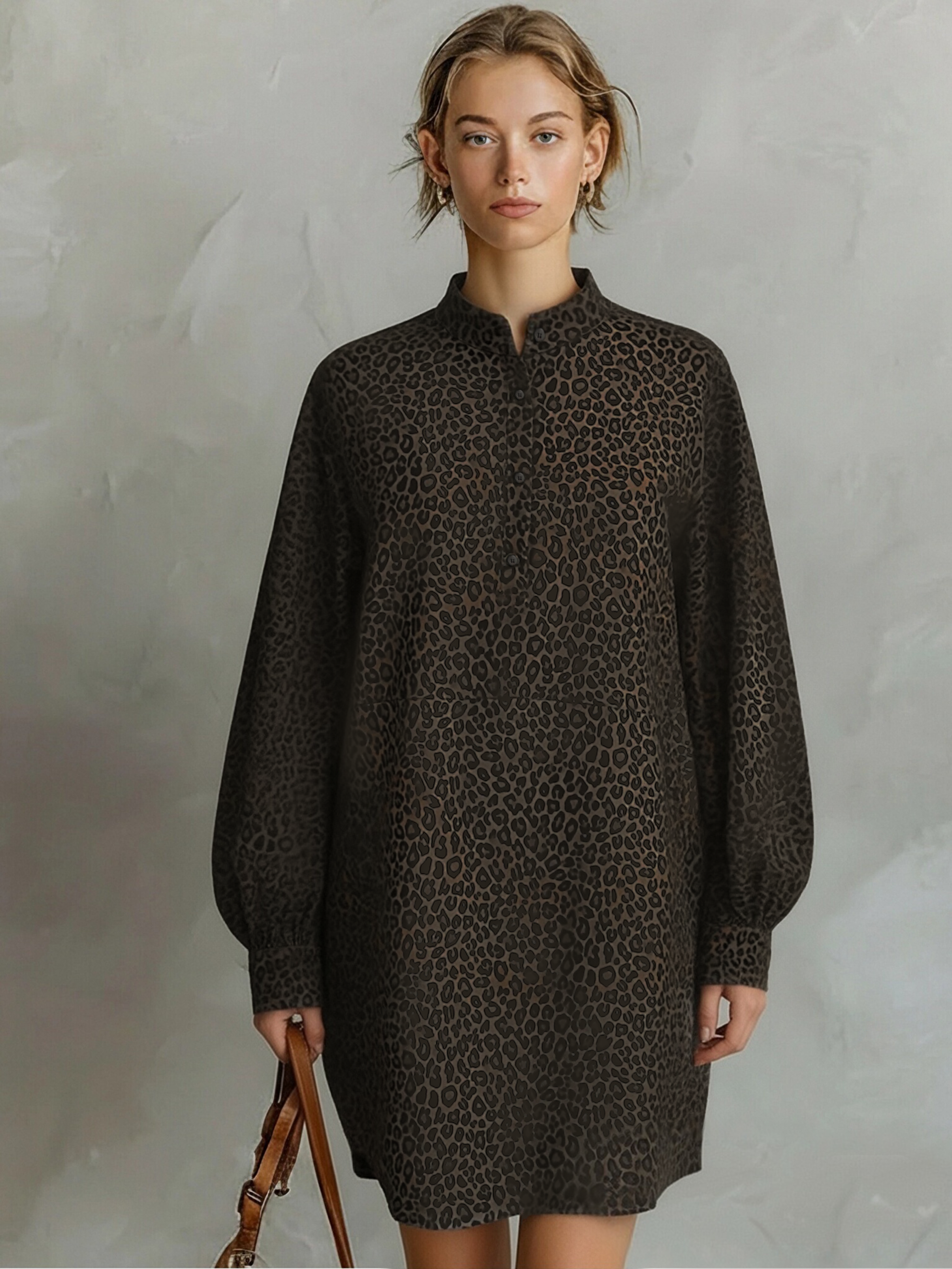 Trendé™ | Feline Maxikleid mit langen Ärmeln und Print