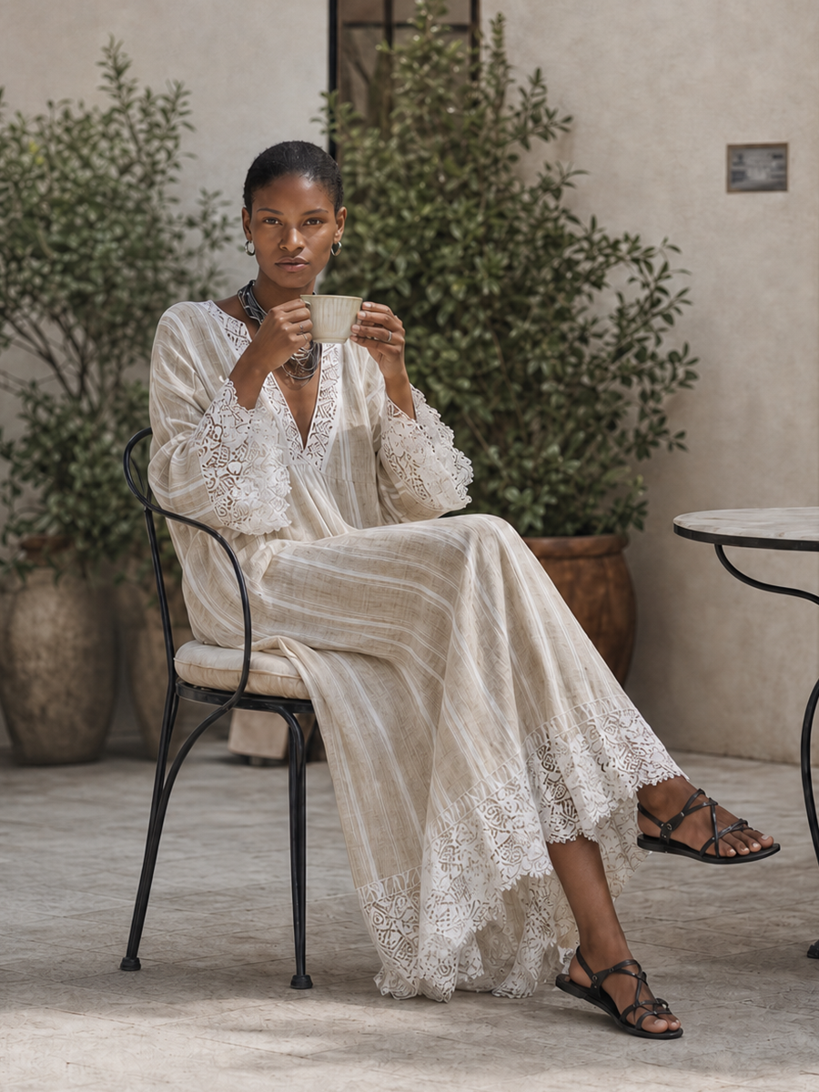 Trendé™ | Eloisa Maxikleid mit ausgestellten Ärmeln und langen Ärmeln