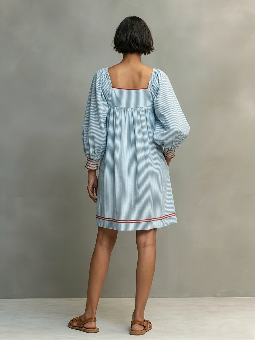 Trendé™ | Ivana Minikleid mit Laternenärmeln und Streifenmuster
