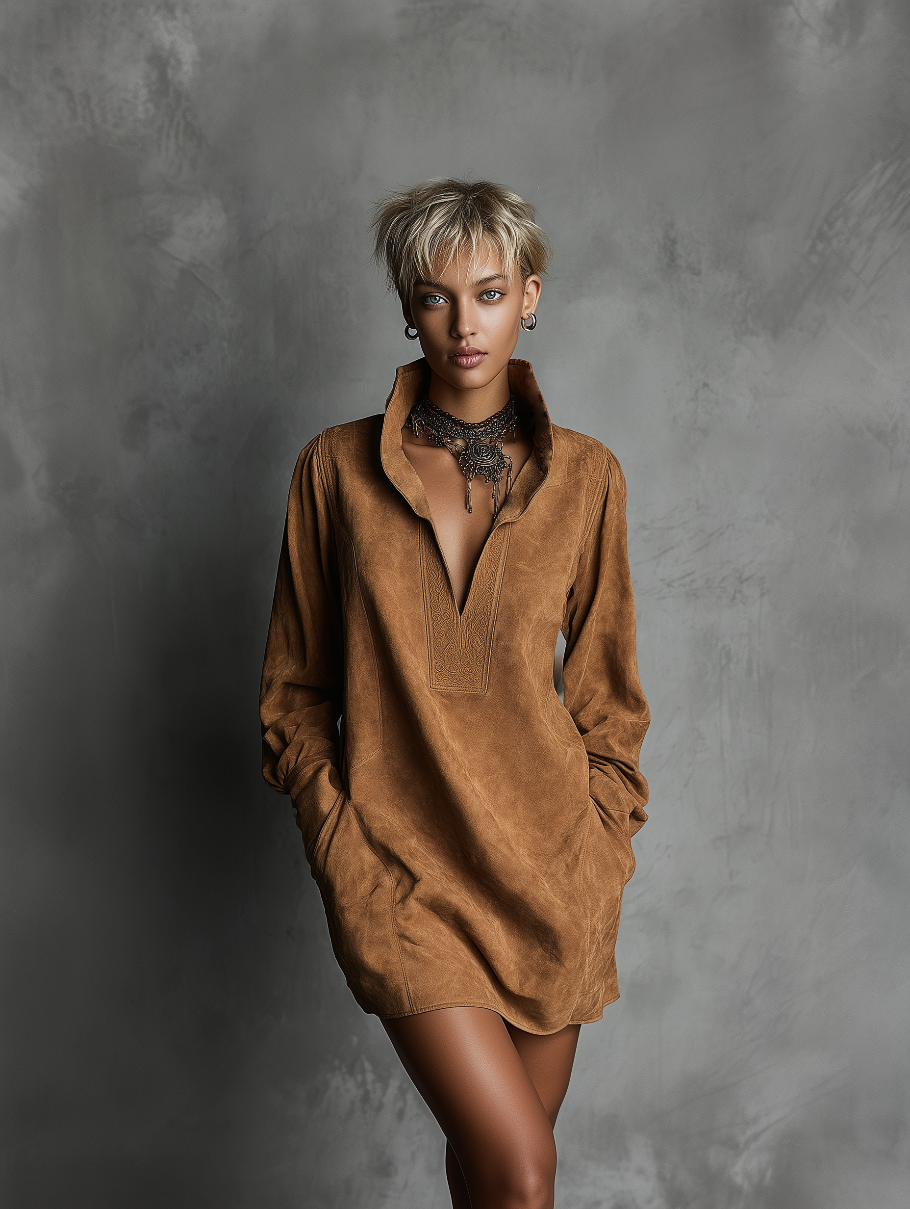 Trendé™ | Adele Kleid mit V-Ausschnitt und langen Ärmeln
