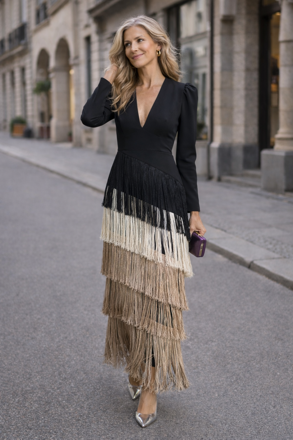 Trendé™ | Ida Abendkleid mit Fransenärmeln