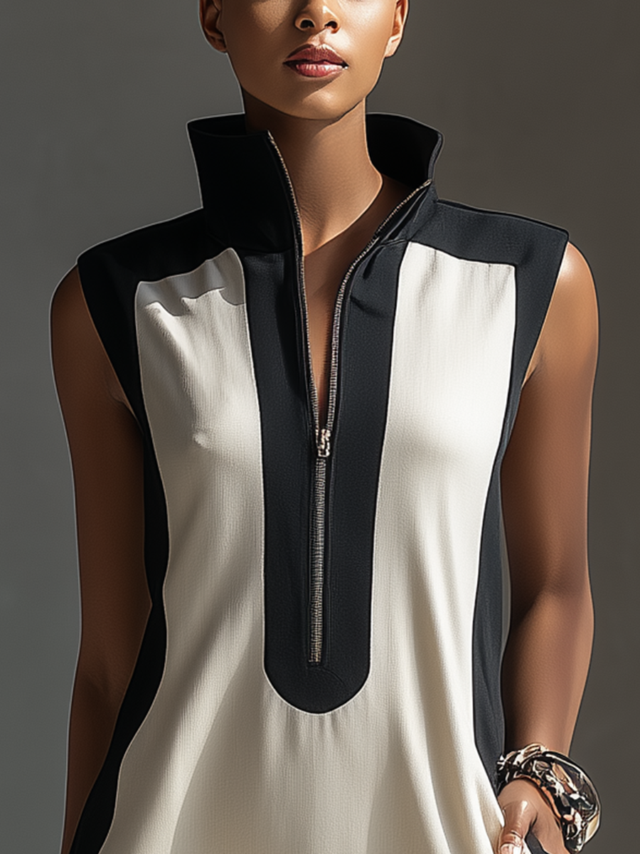 Trendé™ | Anja Minikleid mit Stehkragen und Colorblock-Design