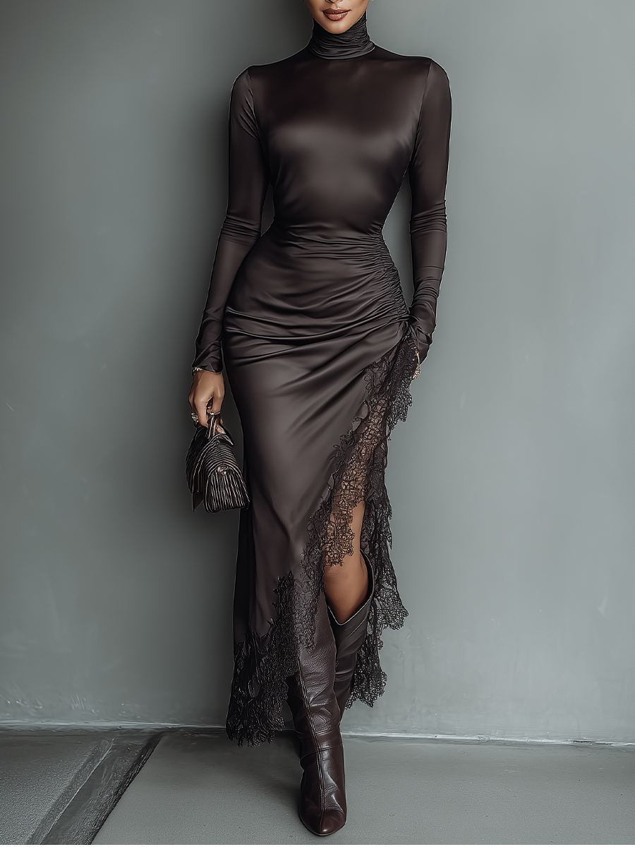 Trendé™ | Belinda Satin-Maxikleid mit Spitzendetails