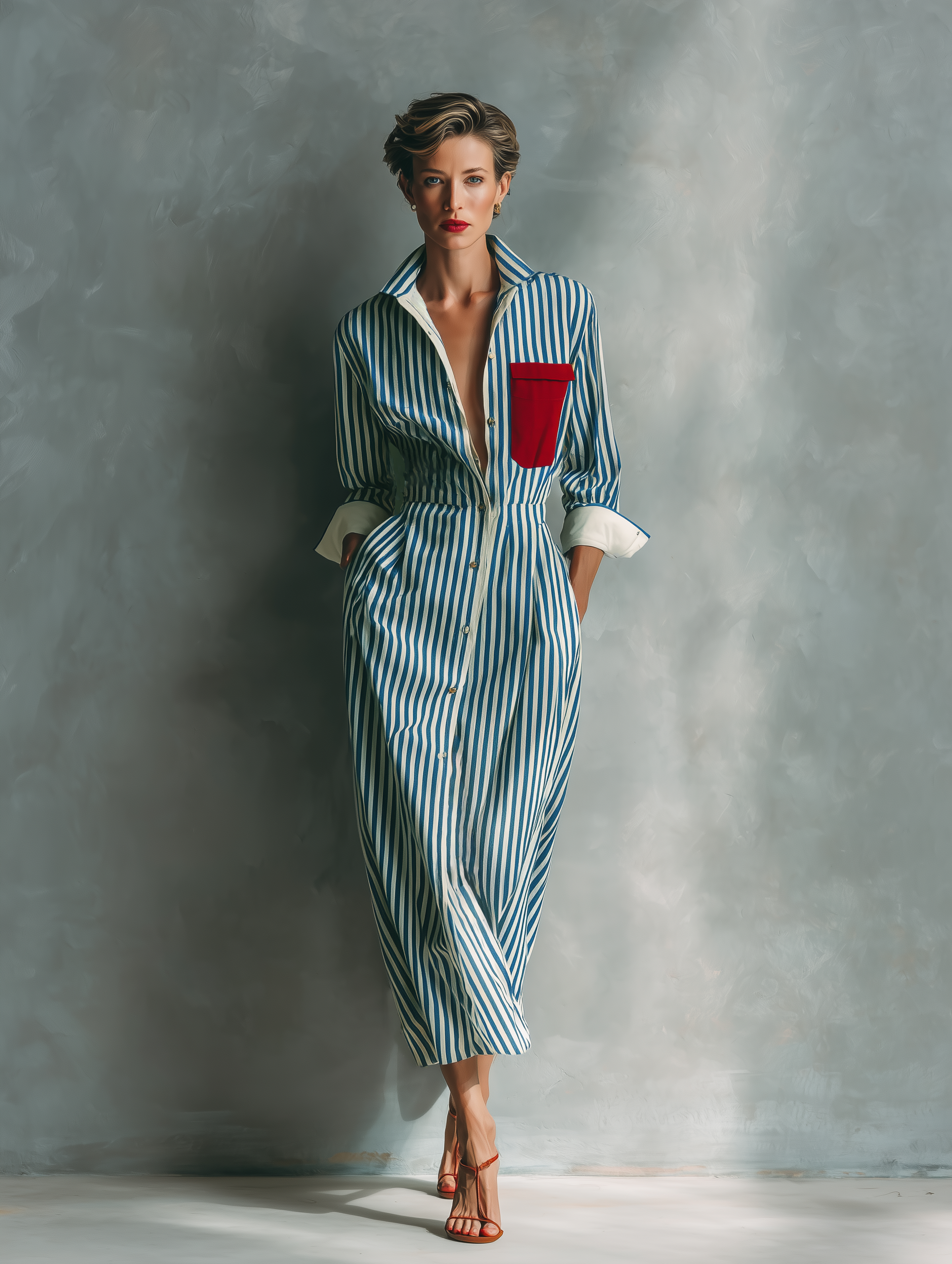 Trendé™ | Eliana Baumwollmix-Hemdkleid mit Streifenmuster und Taschen