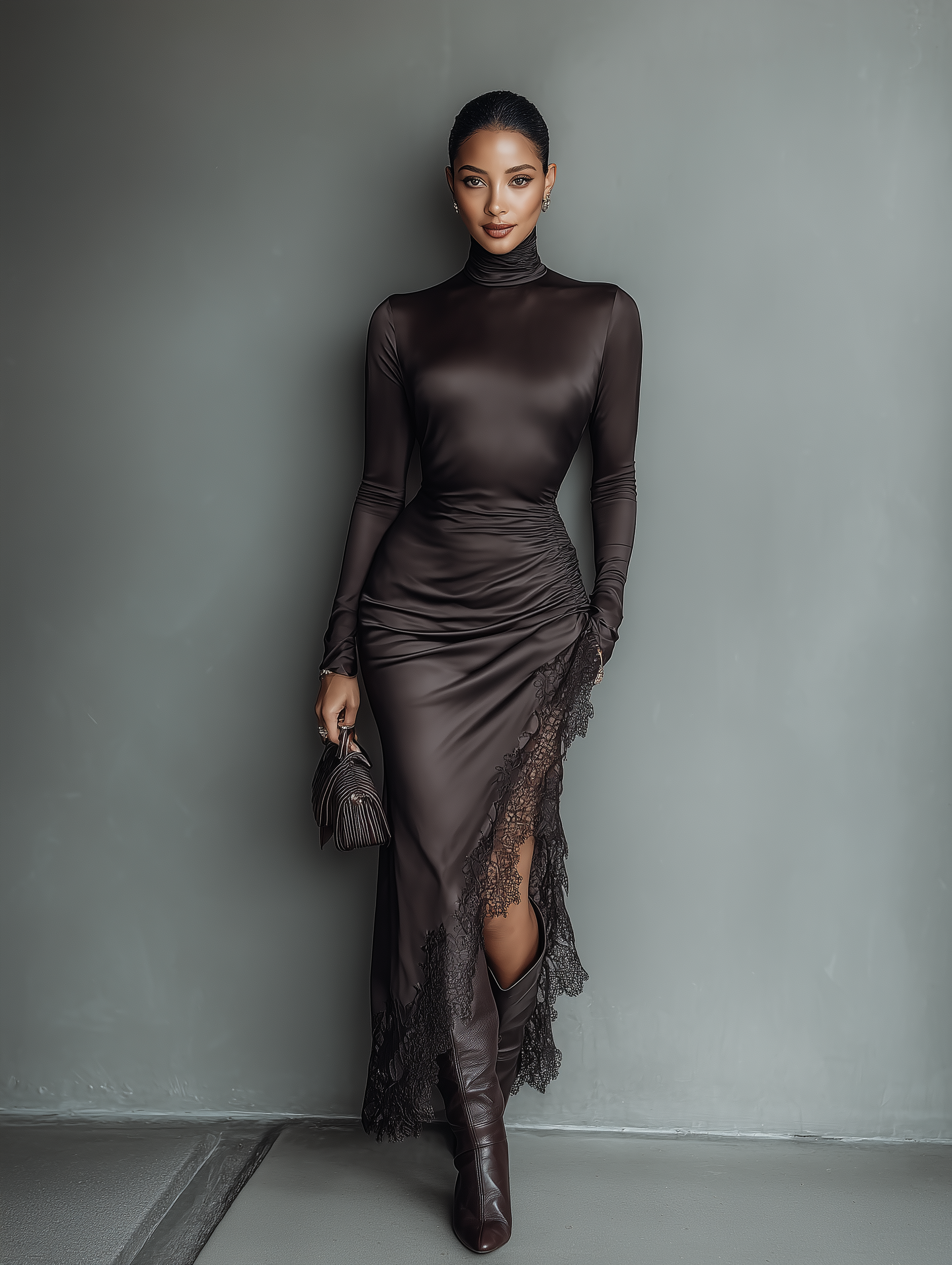 Trendé™ | Belinda Satin-Maxikleid mit Spitzendetails