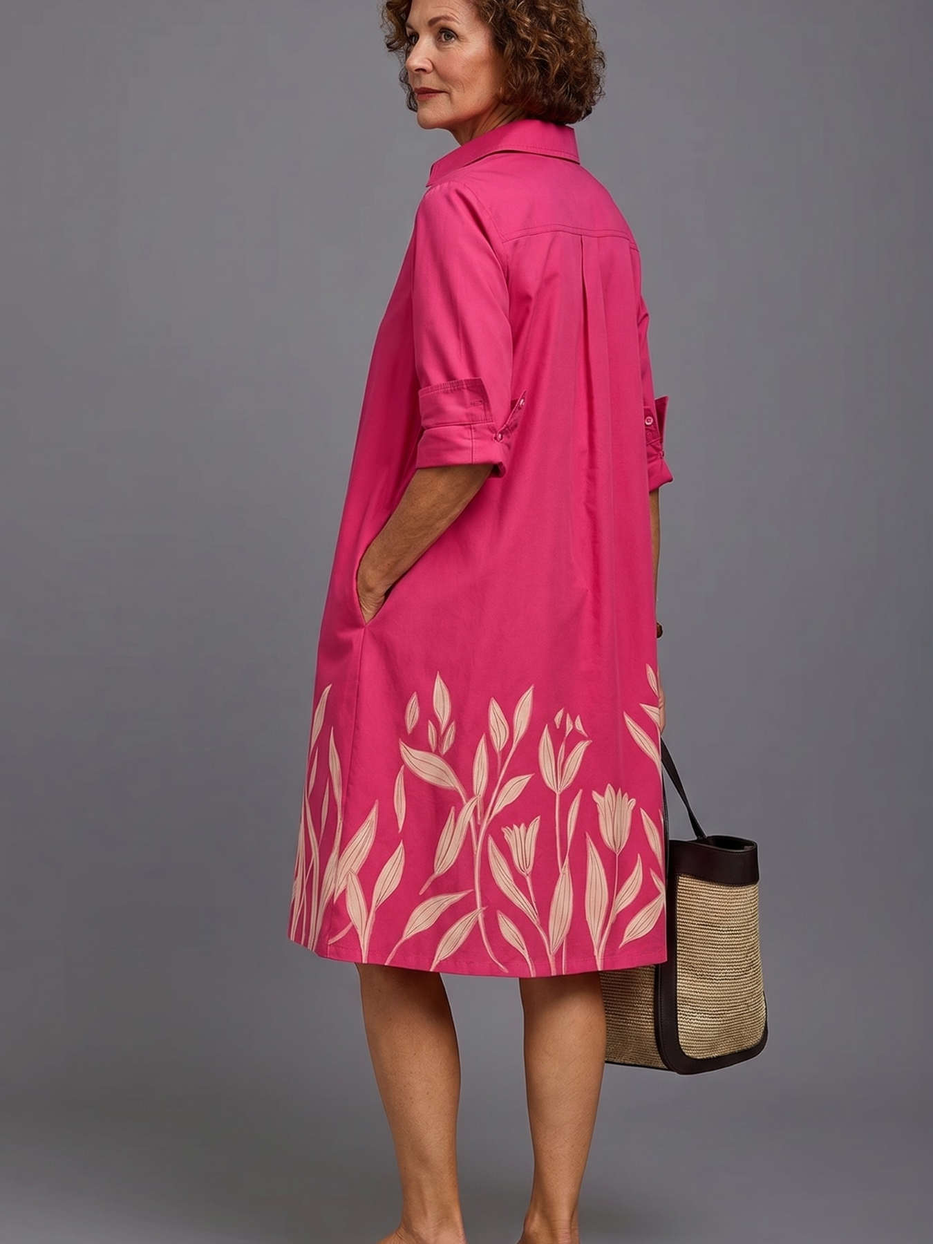 Trendé™ | Grace Stilvolles Midi-Kleid in Rosa