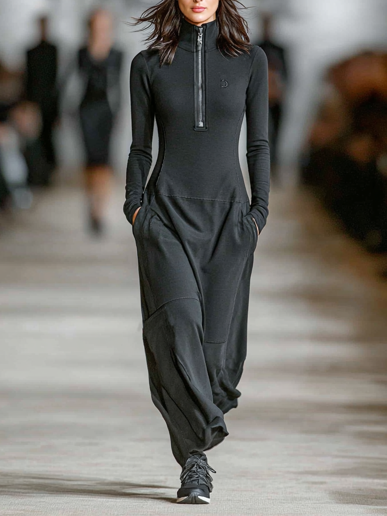 Trendé™ | Aurelia Baumwollmix-Maxikleid mit Reissverschluss und lockerer Passform