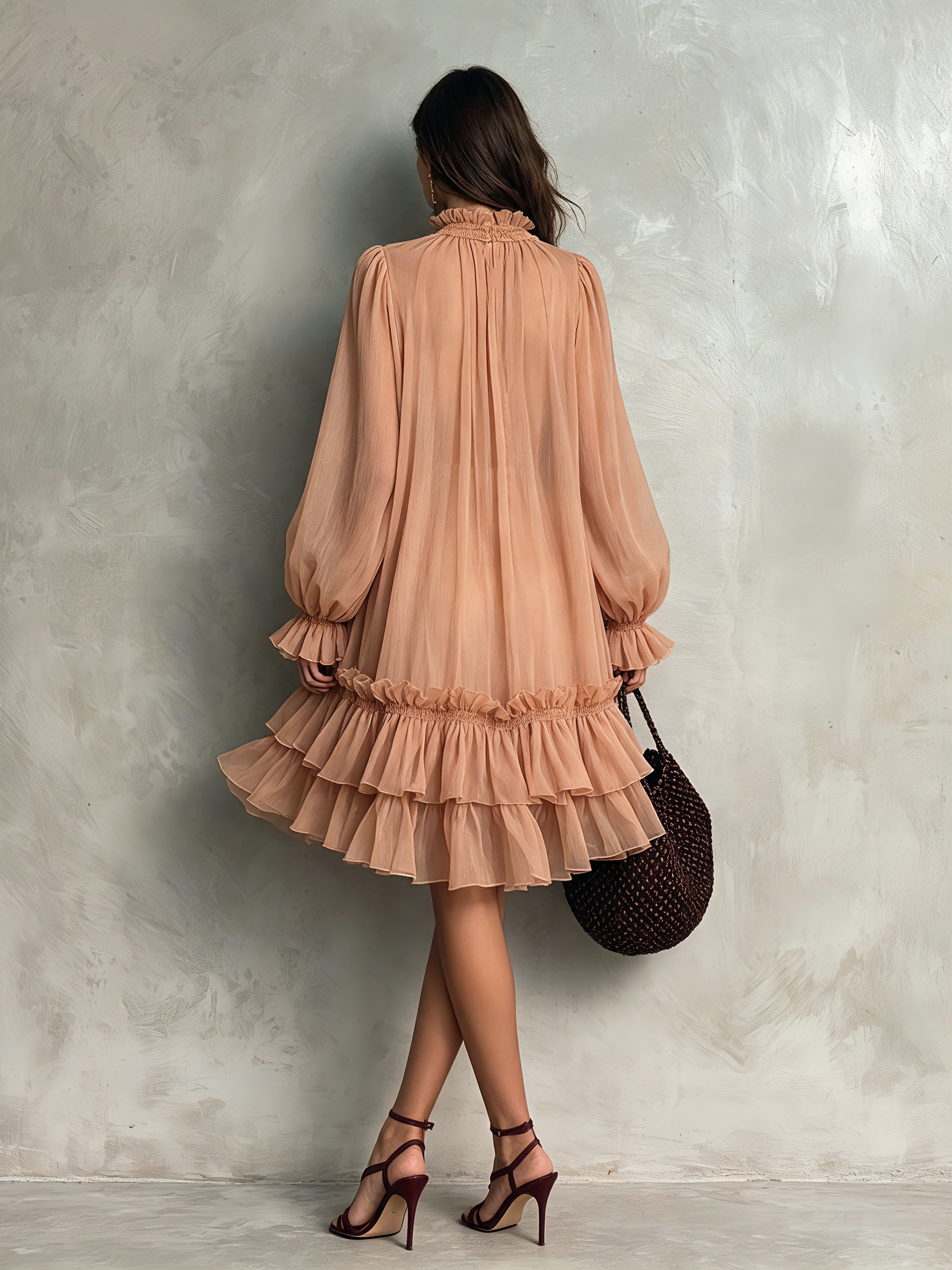 Trendé™ | Avena Chiffon-Minikleid mit Rundhalsausschnitt