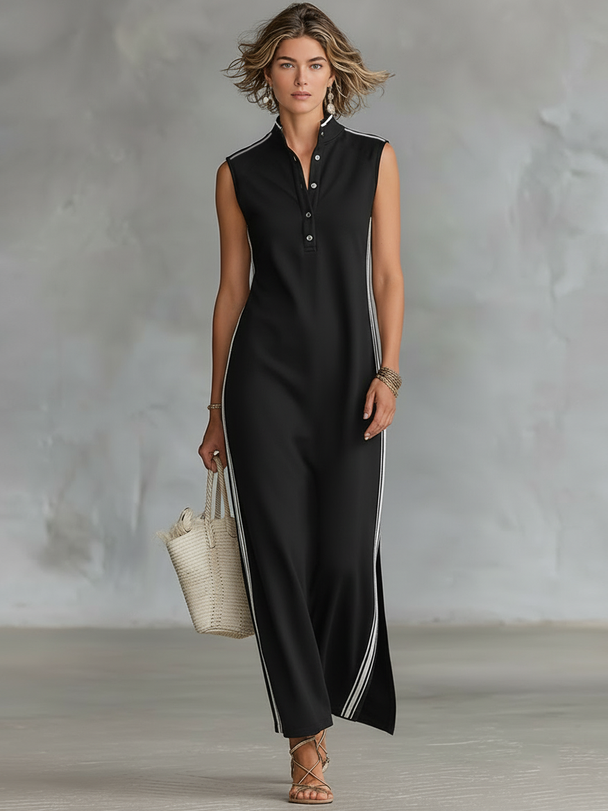 Trendé™ | Annalena Maxikleid mit ärmellosem Schnitt und minimalistischem Stil