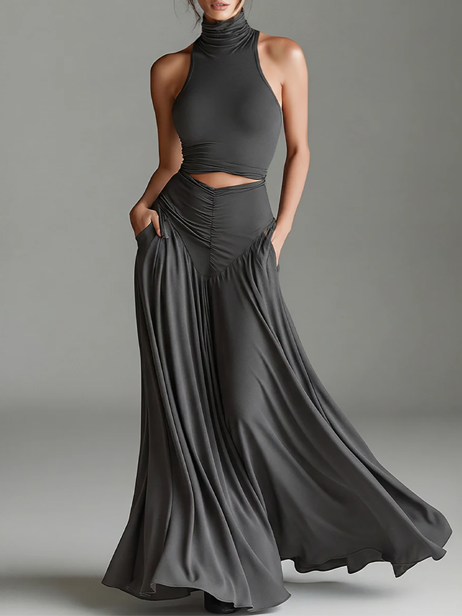 Trendé™ | Aisha Strick-Minikleid mit Neckholder-Ausschnitt und Rollkragen