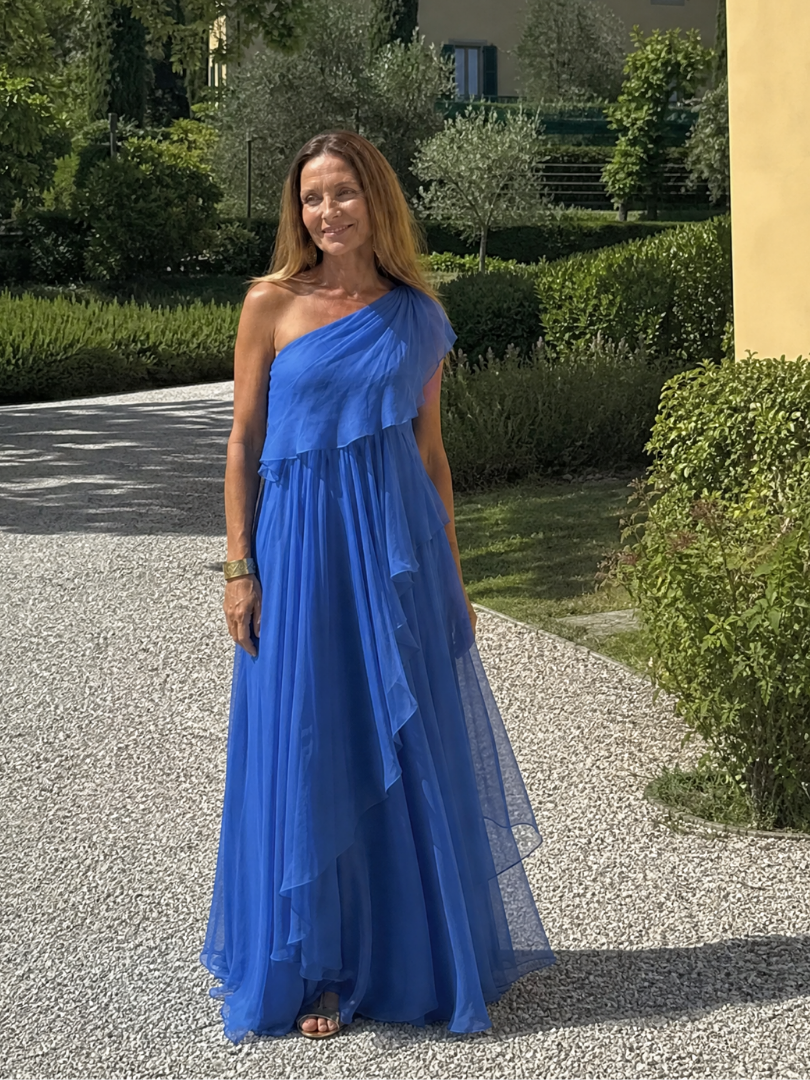 Trendé™ | Donatella Grünes Maxikleid mit One-Shoulder-Design