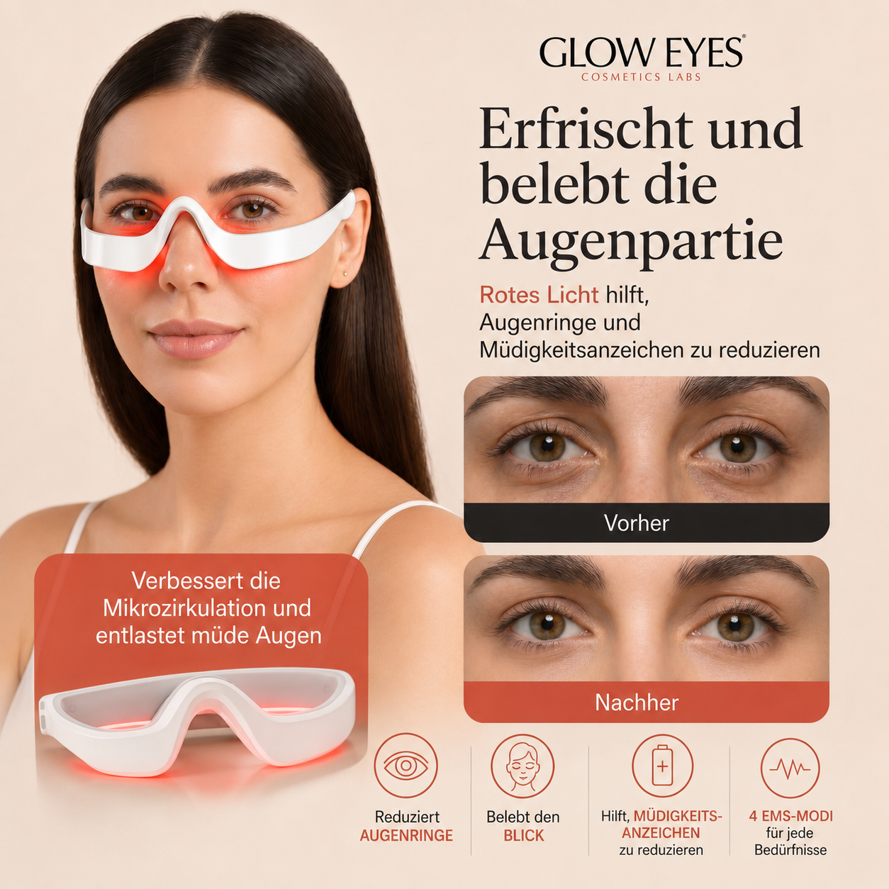 Trendé™ | GlowEyes Augenmassagegerät mit Rotlicht