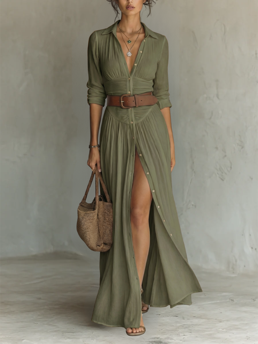 Trendé™ | Pamela Langes Maxikleid mit plissiertem Rock