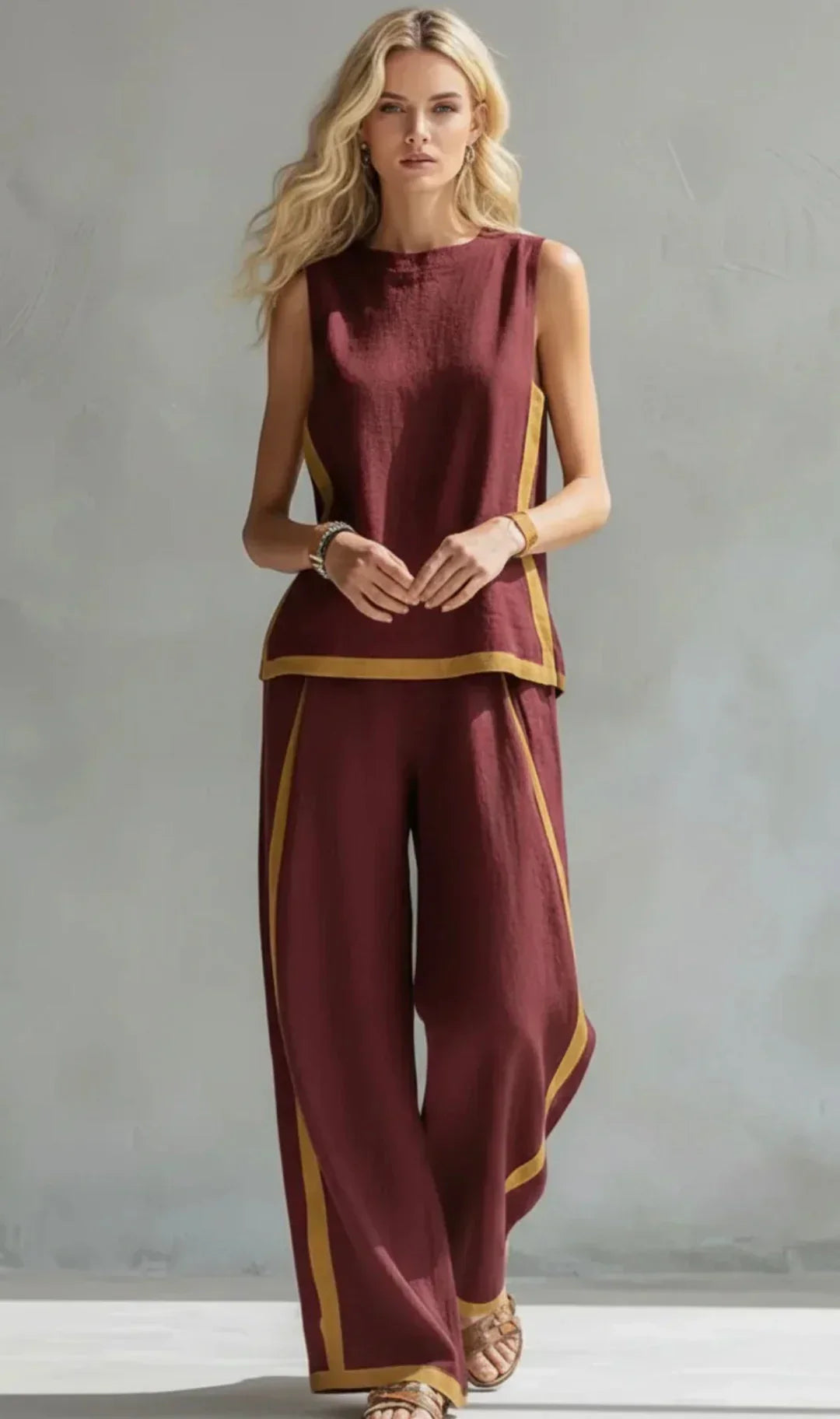 Trendé™ | Marguerite Weste-Hosen-Set mit zweifarbigen Details