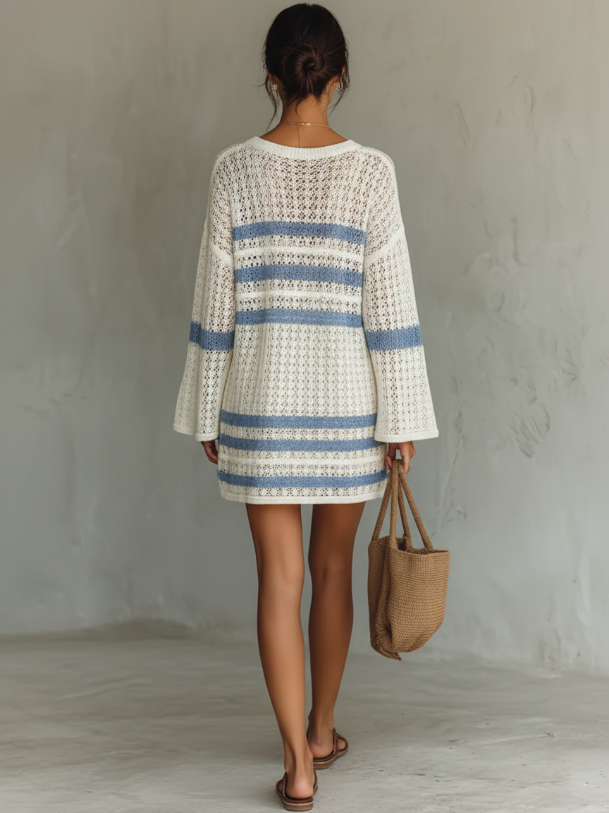 Trendé™ | Kiara Strick-Minikleid mit Streifenmuster und Ferien-Look
