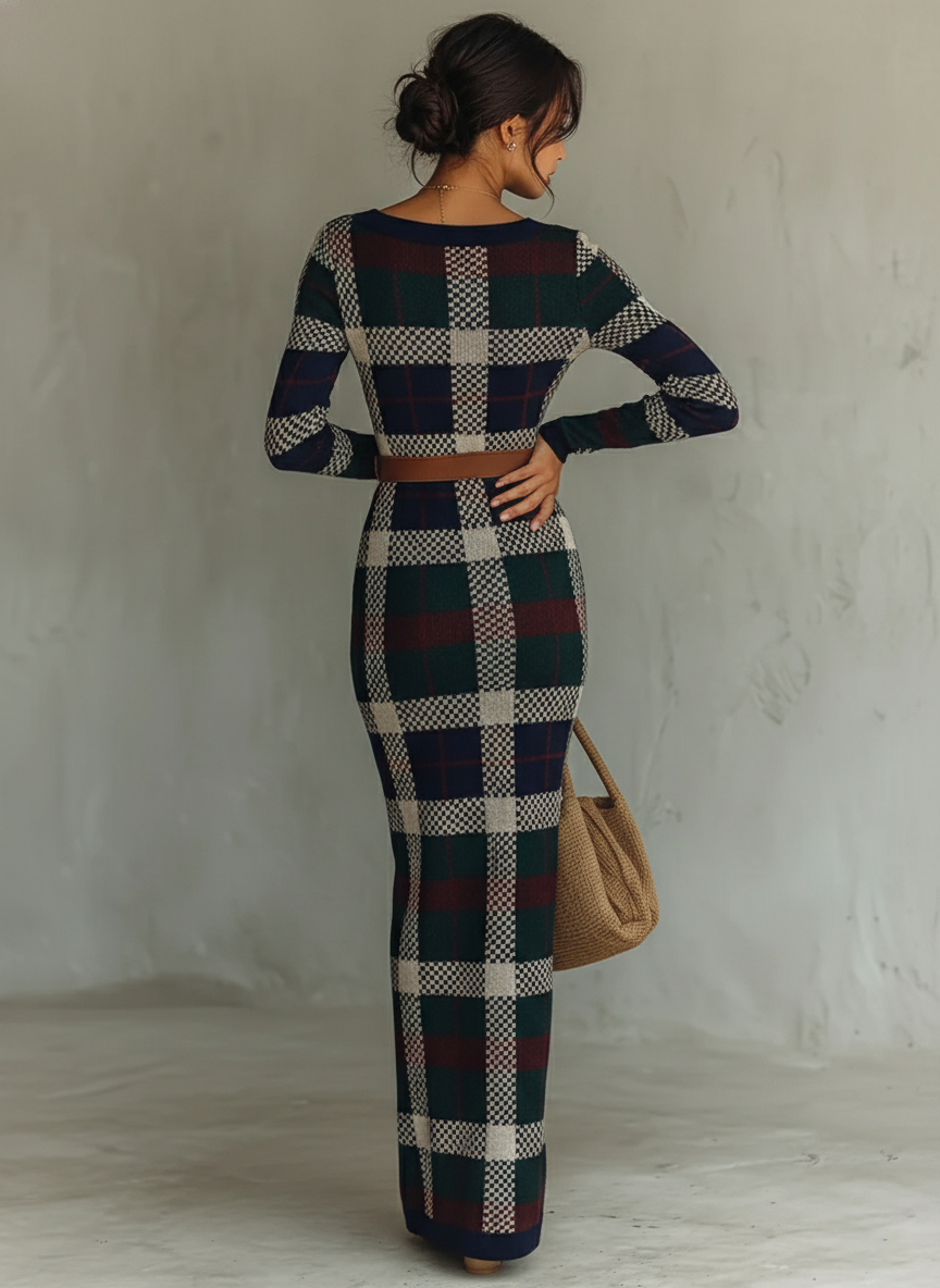 Trendé™ | Noa Strick-Maxikleid mit Karree-Ausschnitt und Gürtel