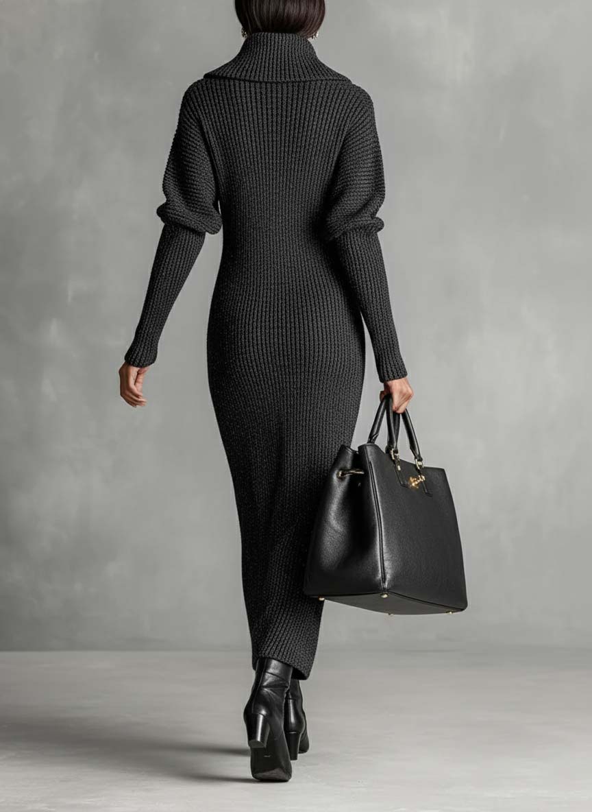 Trendé™ | Romy Strick-Maxikleid mit Reissverschluss und minimalistischem Stil
