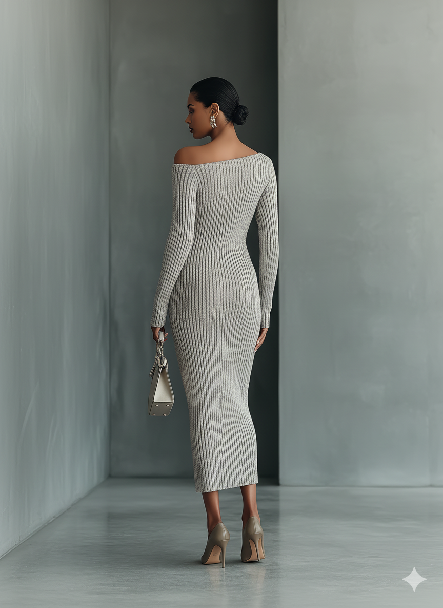 Trendé™ | Franca Strick-Kleid mit One-Shoulder-Design