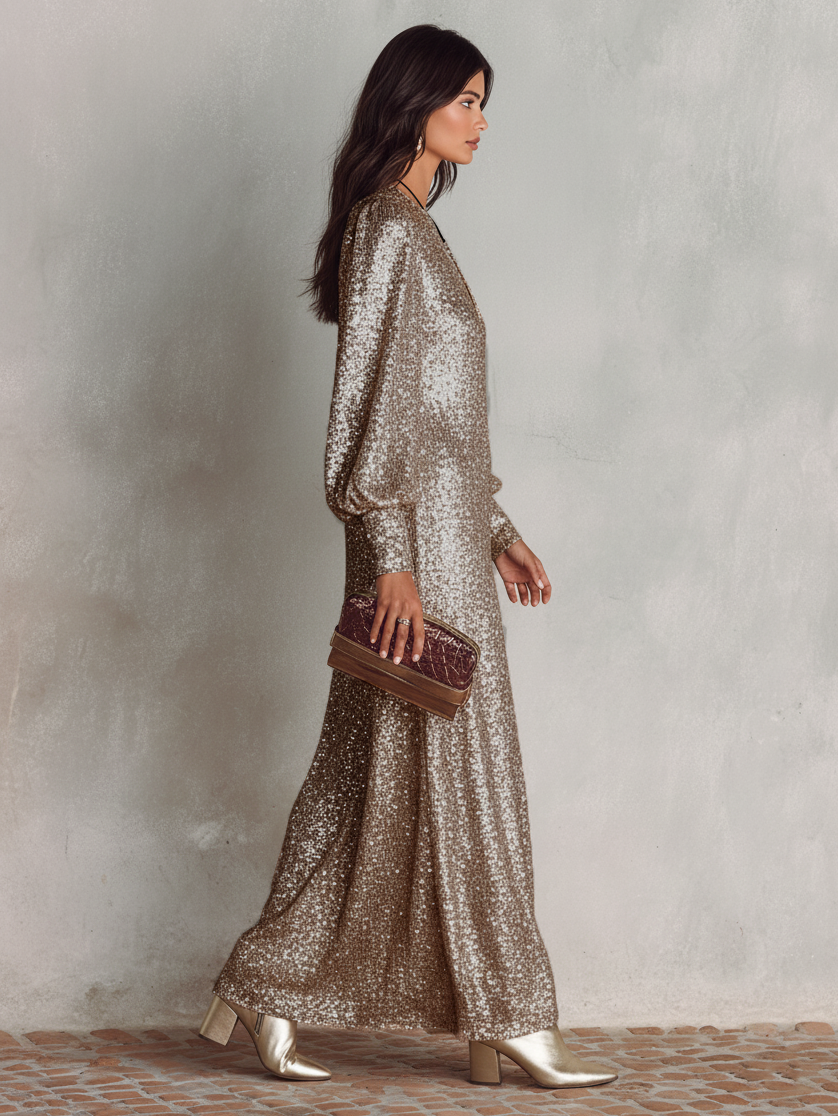 Trendé™ | Laila Maxikleid mit V-Ausschnitt und lockerer Passform