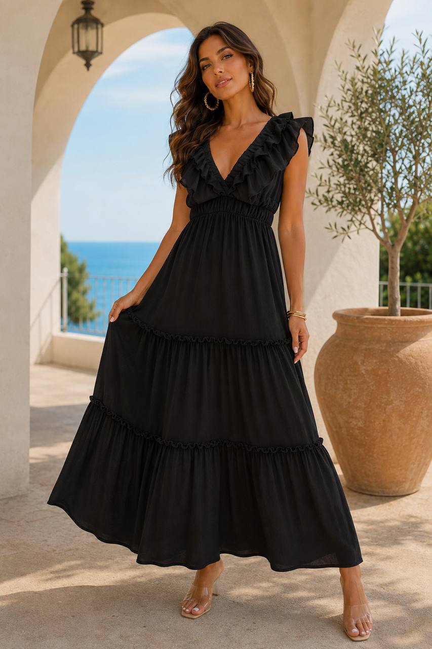 Trendé™ | Veri Romantisches Maxikleid mit Volants